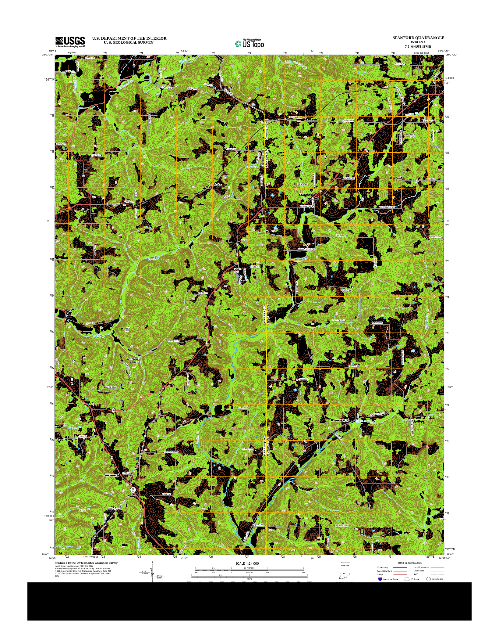 USGS US TOPO 7.5-MINUTE MAP FOR STANFORD, IN 2013