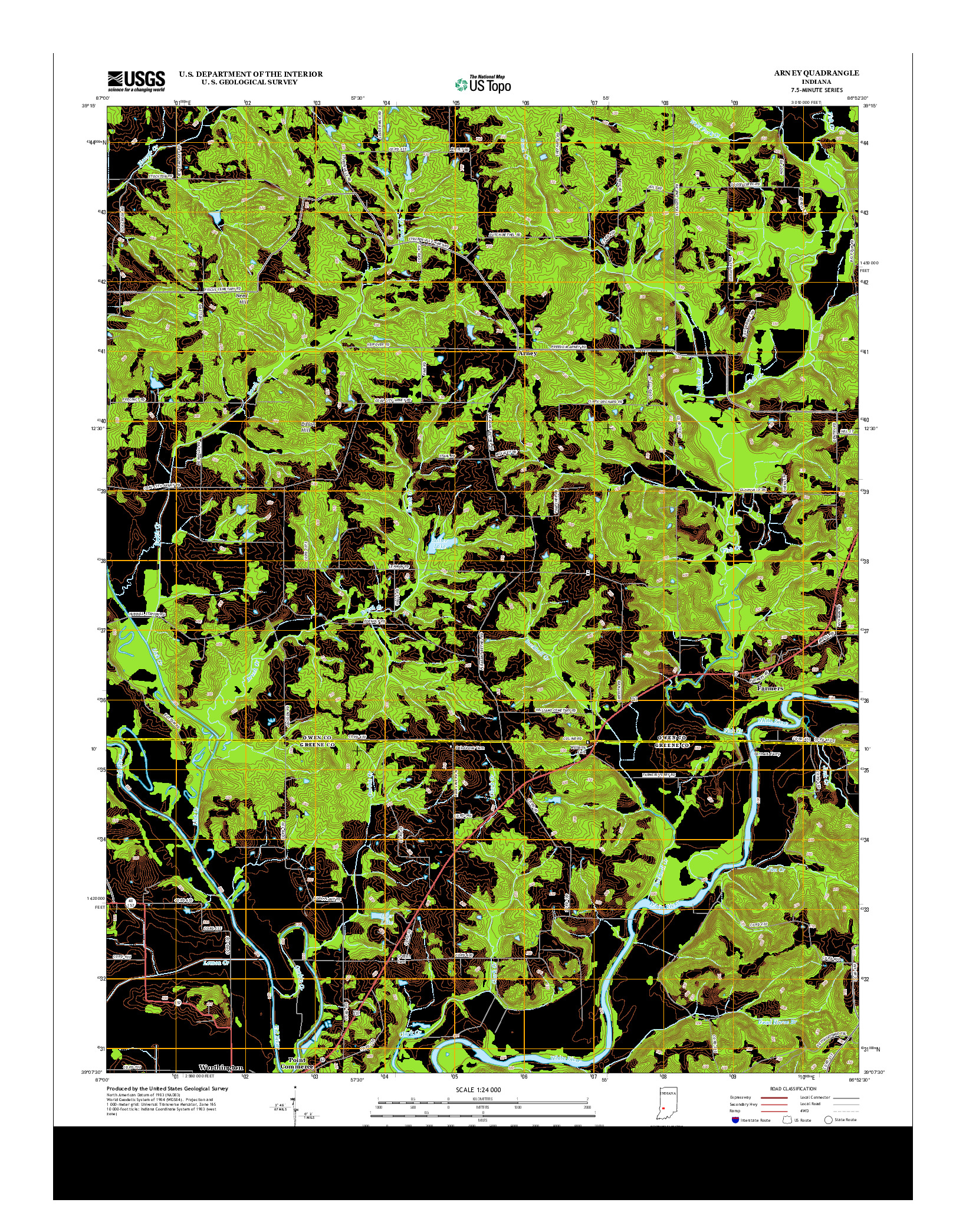 USGS US TOPO 7.5-MINUTE MAP FOR ARNEY, IN 2013