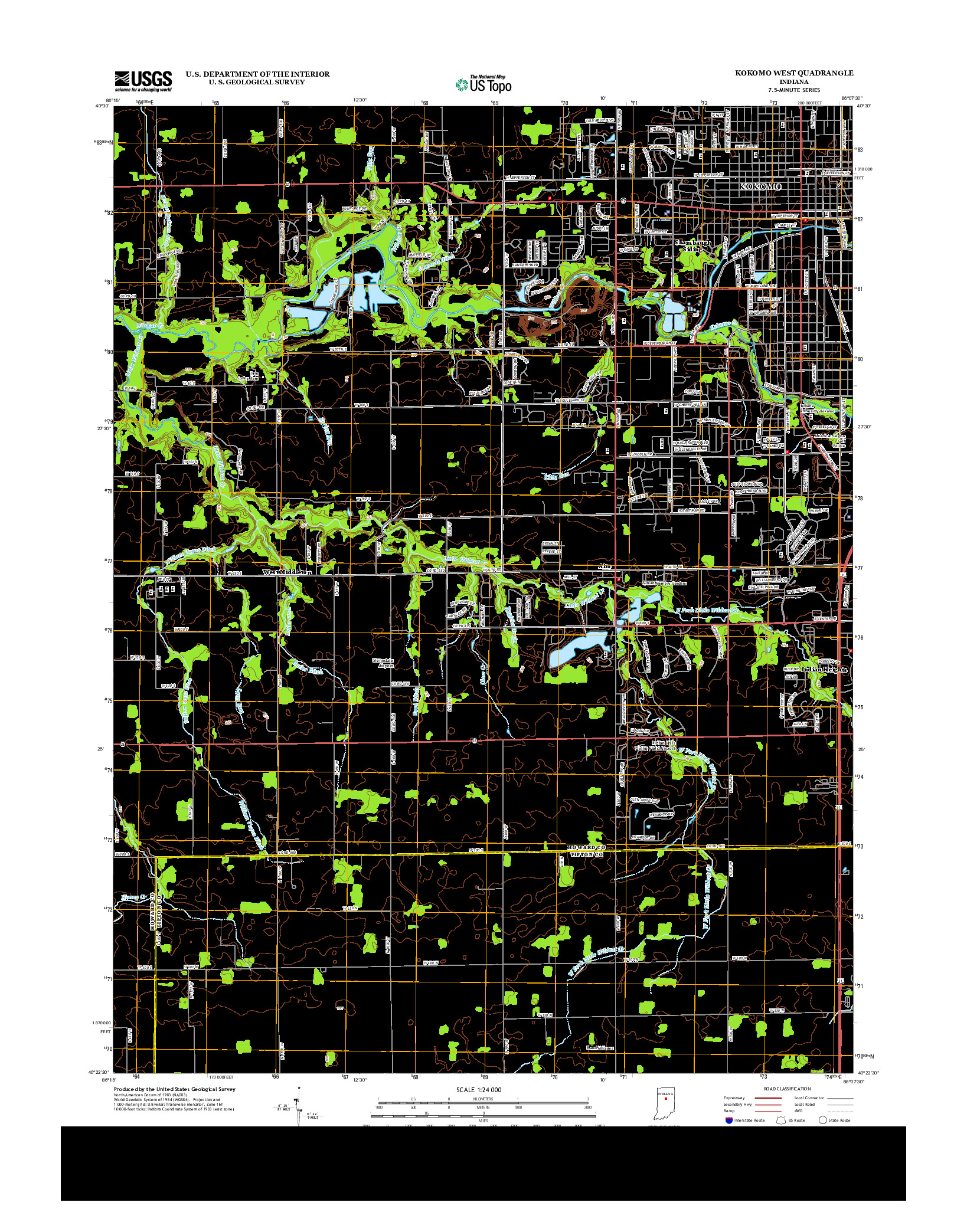 USGS US TOPO 7.5-MINUTE MAP FOR KOKOMO WEST, IN 2013