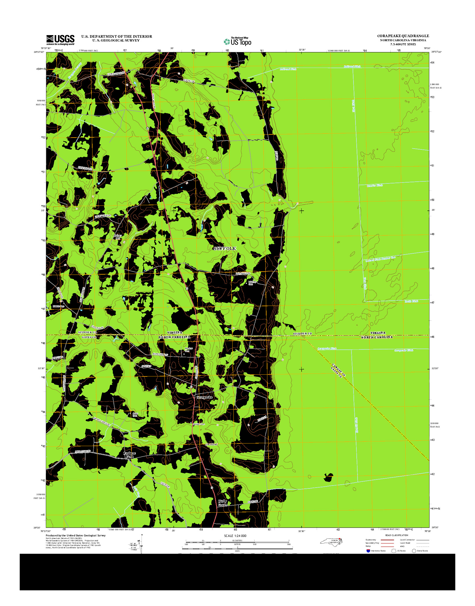 USGS US TOPO 7.5-MINUTE MAP FOR CORAPEAKE, NC-VA 2013