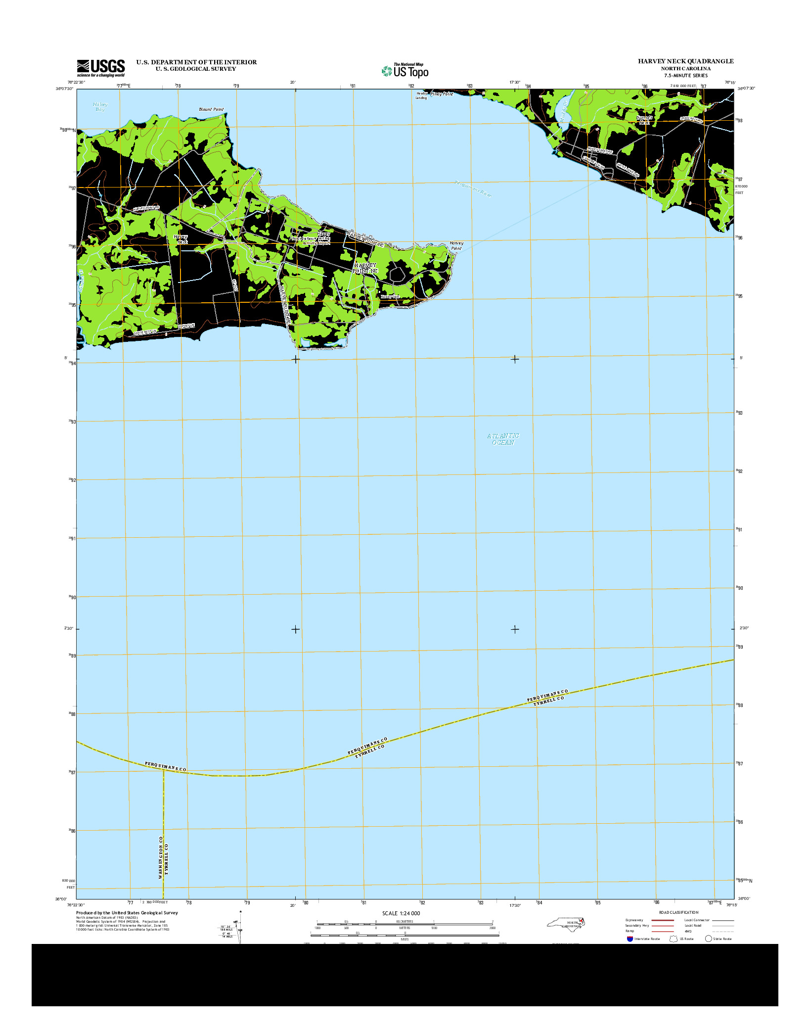 USGS US TOPO 7.5-MINUTE MAP FOR HARVEY NECK, NC 2013