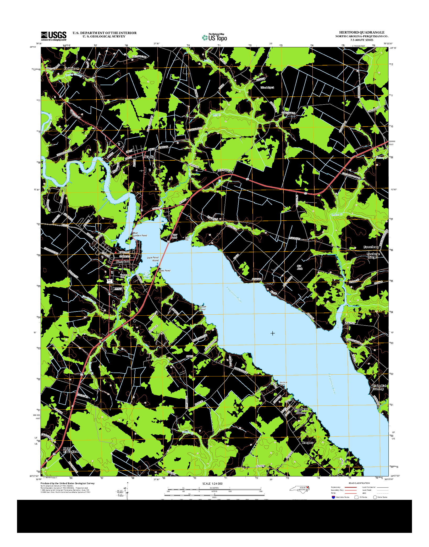 USGS US TOPO 7.5-MINUTE MAP FOR HERTFORD, NC 2013