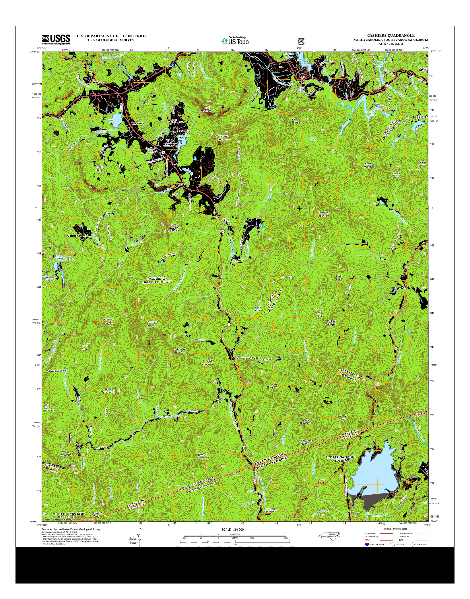 USGS US TOPO 7.5-MINUTE MAP FOR CASHIERS, NC-SC-GA 2013