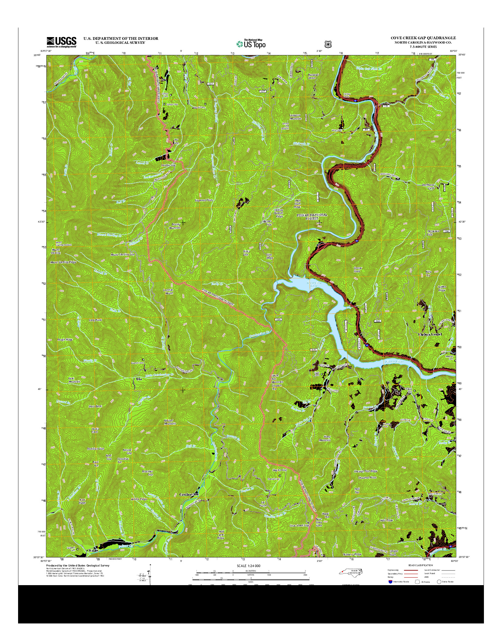 USGS US TOPO 7.5-MINUTE MAP FOR COVE CREEK GAP, NC 2013