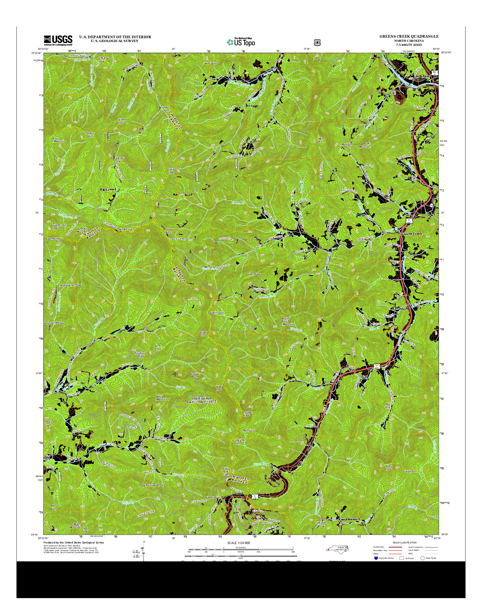 USGS US TOPO 7.5-MINUTE MAP FOR GREENS CREEK, NC 2013