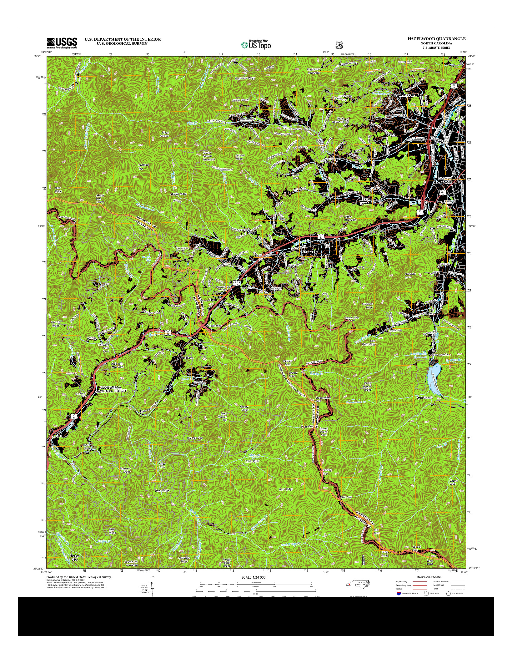 USGS US TOPO 7.5-MINUTE MAP FOR HAZELWOOD, NC 2013