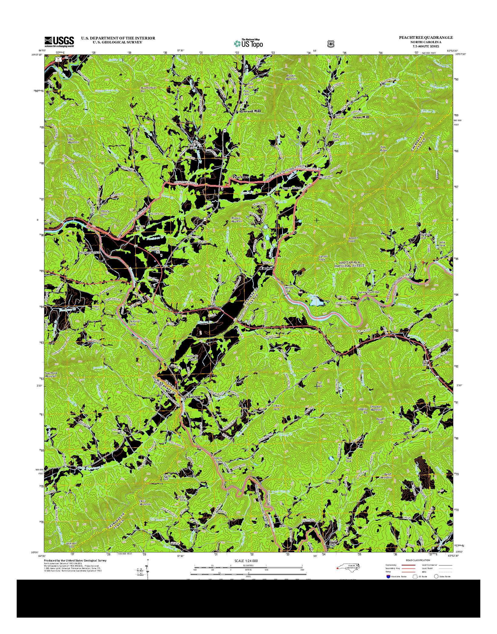 USGS US TOPO 7.5-MINUTE MAP FOR PEACHTREE, NC 2013