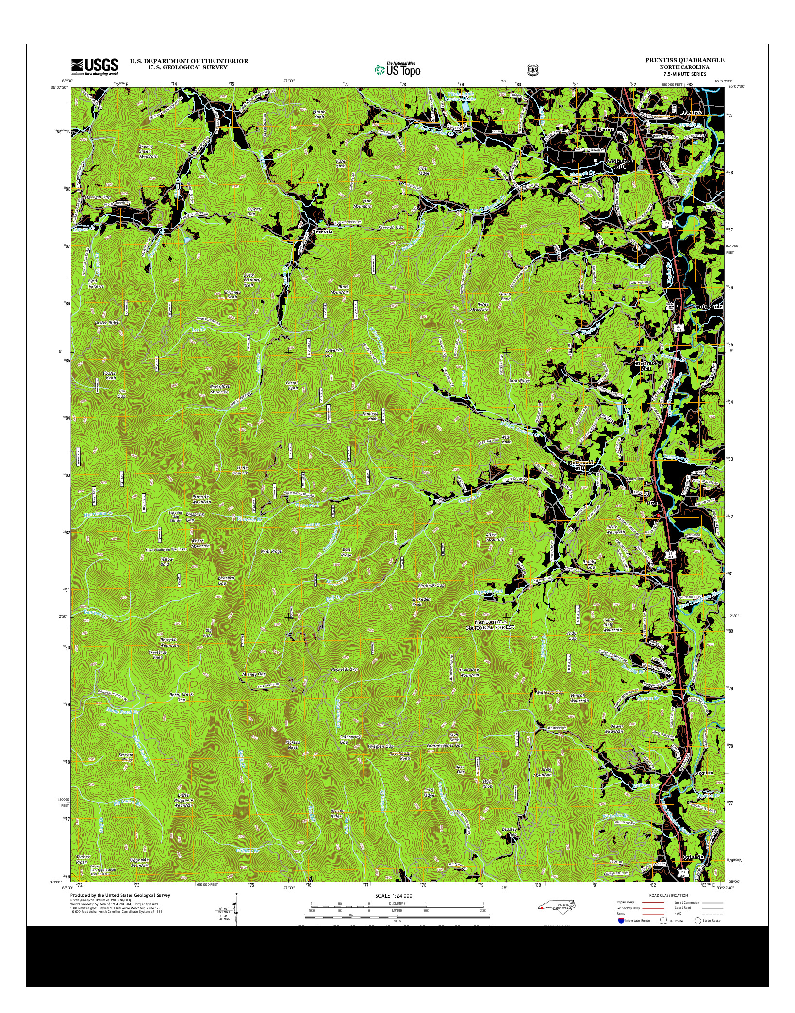 USGS US TOPO 7.5-MINUTE MAP FOR PRENTISS, NC 2013