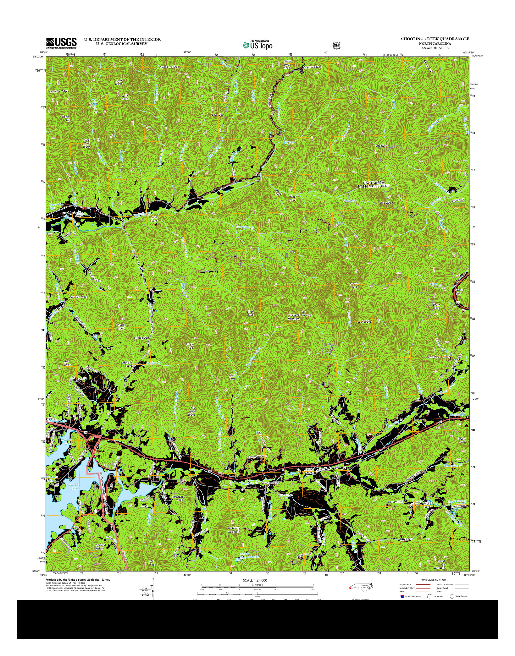 USGS US TOPO 7.5-MINUTE MAP FOR SHOOTING CREEK, NC 2013