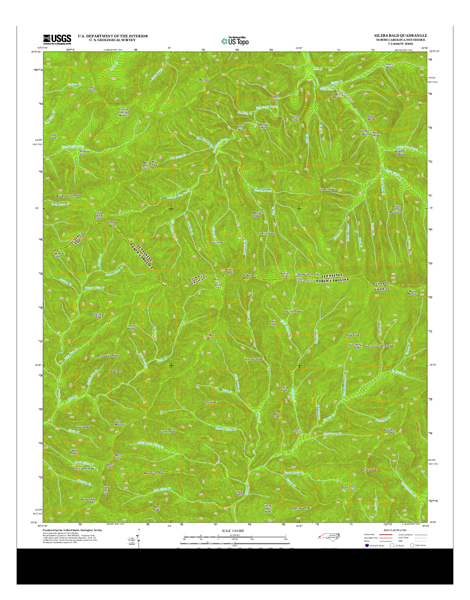 USGS US TOPO 7.5-MINUTE MAP FOR SILERS BALD, NC-TN 2013