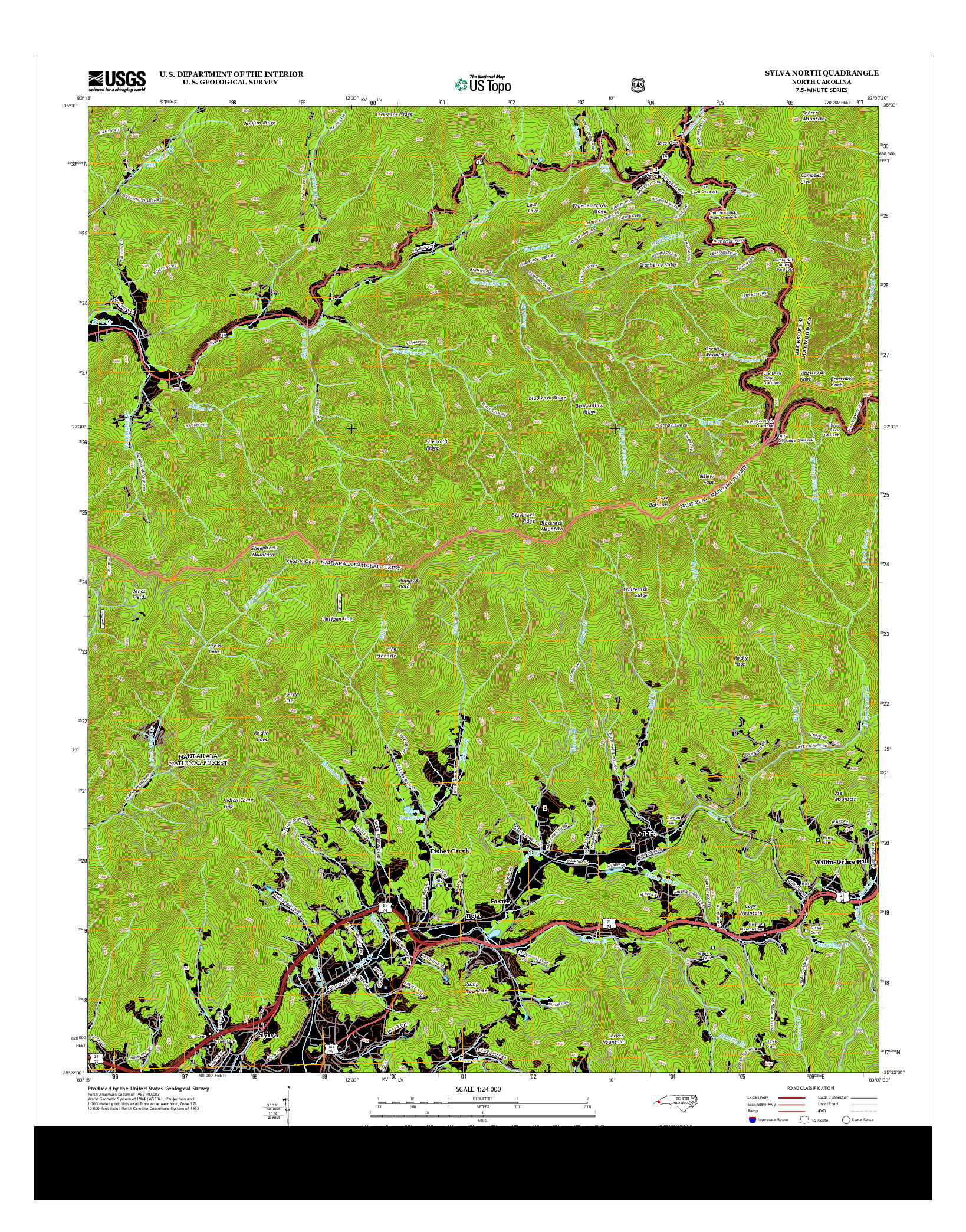 USGS US TOPO 7.5-MINUTE MAP FOR SYLVA NORTH, NC 2013