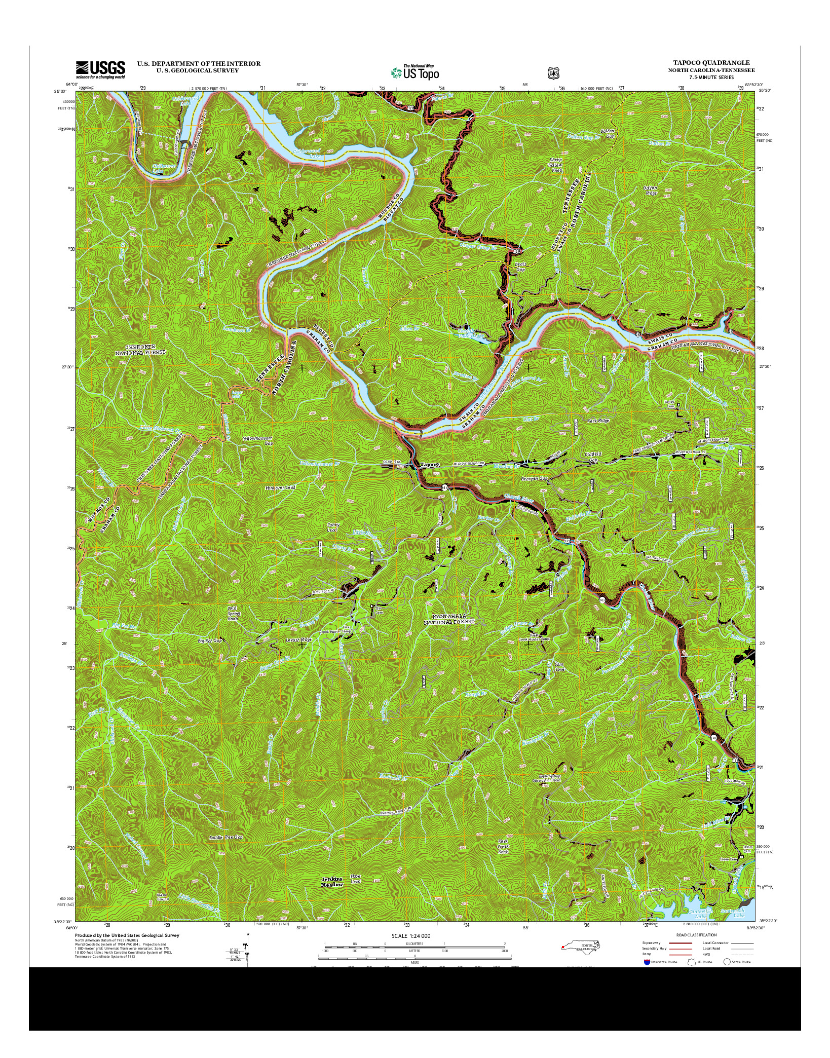USGS US TOPO 7.5-MINUTE MAP FOR TAPOCO, NC-TN 2013