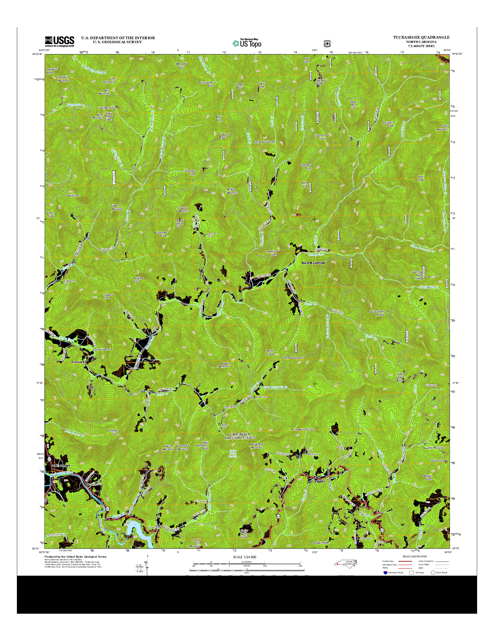 USGS US TOPO 7.5-MINUTE MAP FOR TUCKASEGEE, NC 2013