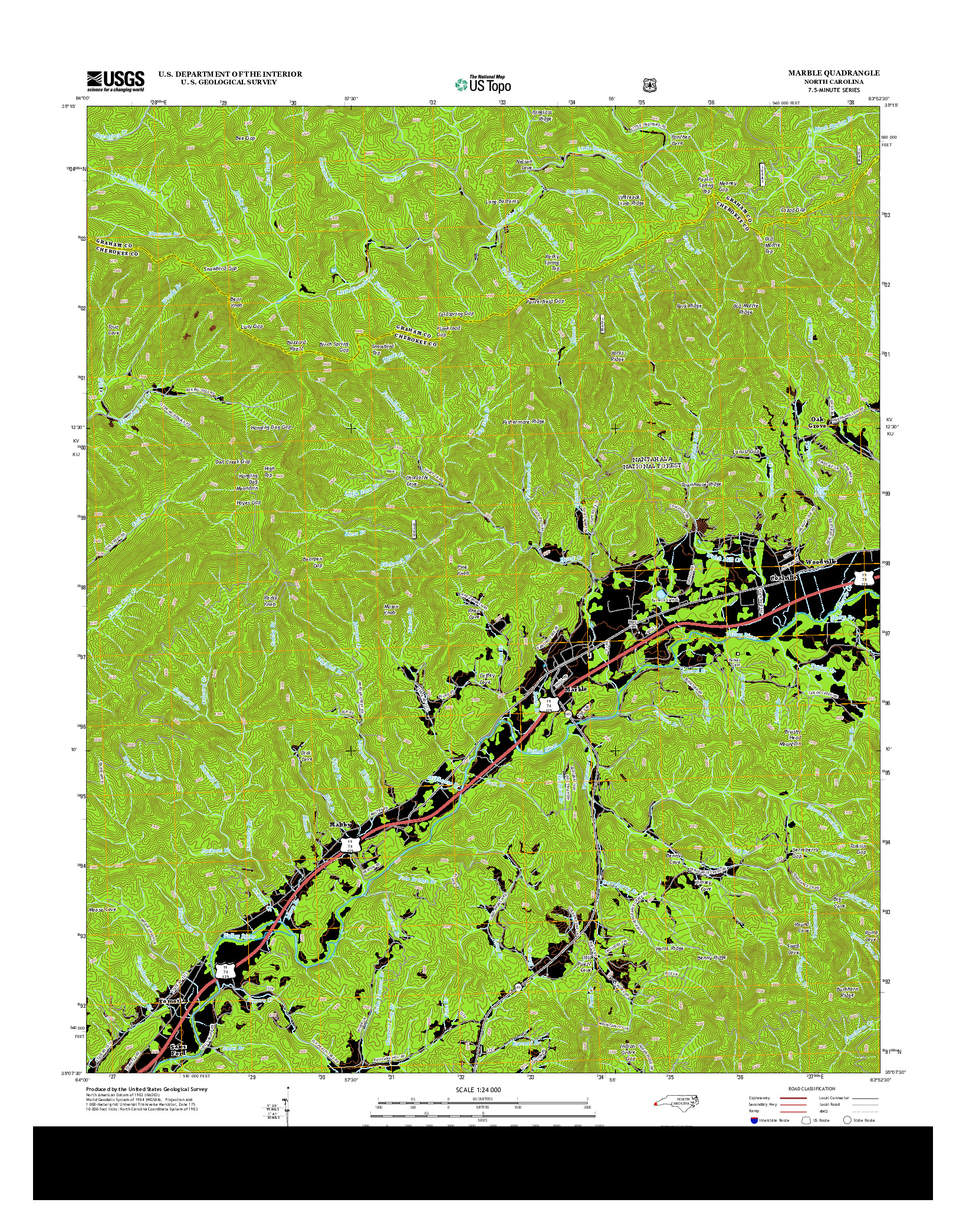 USGS US TOPO 7.5-MINUTE MAP FOR MARBLE, NC 2013