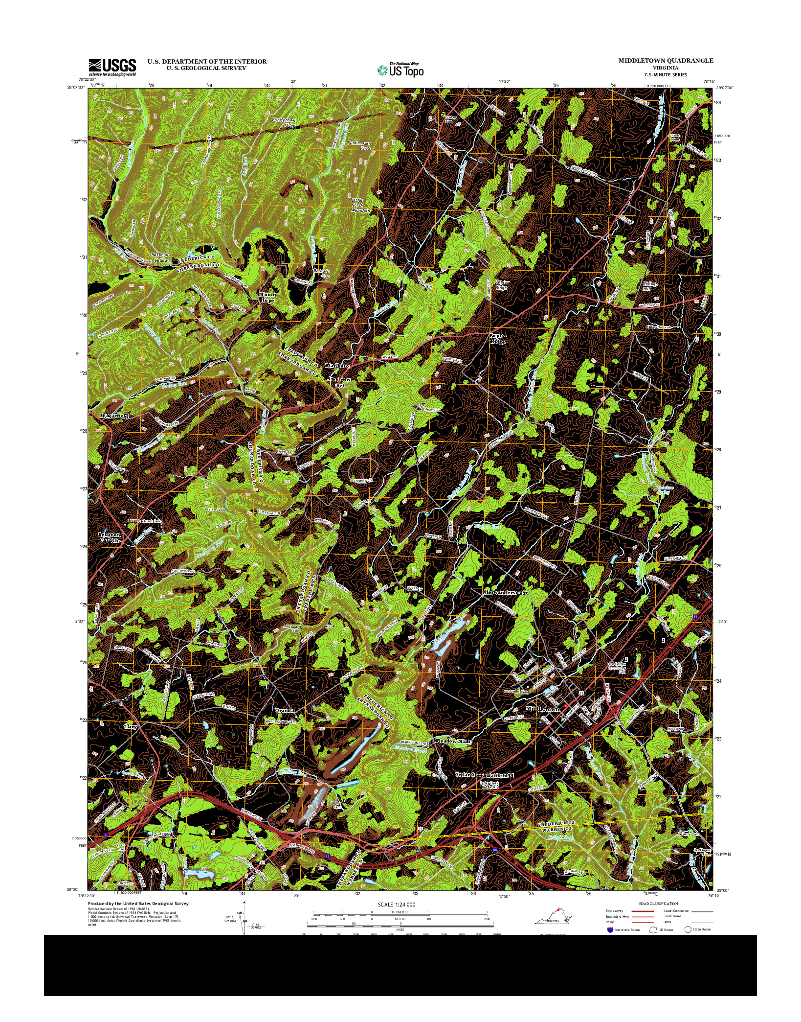 USGS US TOPO 7.5-MINUTE MAP FOR MIDDLETOWN, VA 2013