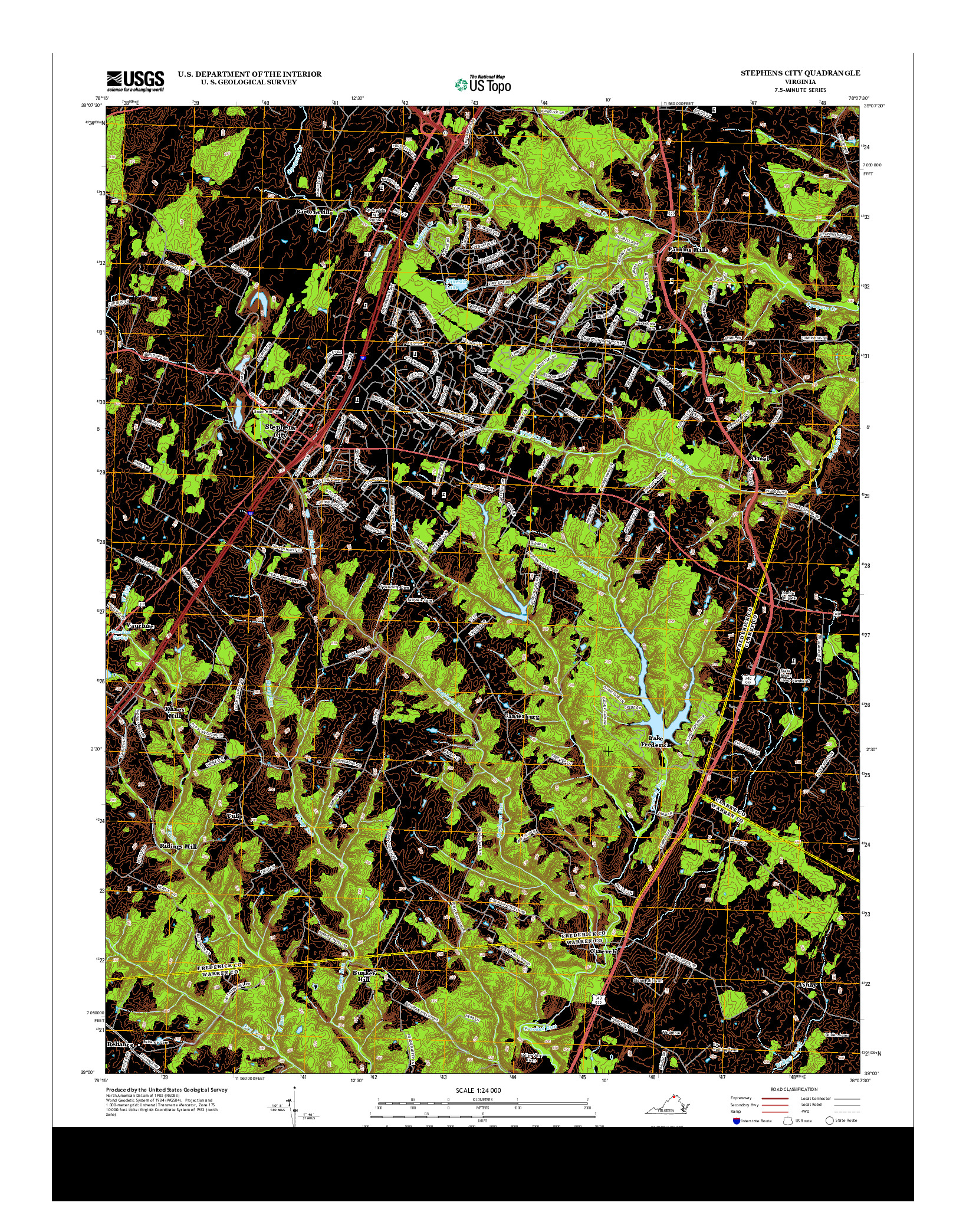 USGS US TOPO 7.5-MINUTE MAP FOR STEPHENS CITY, VA 2013