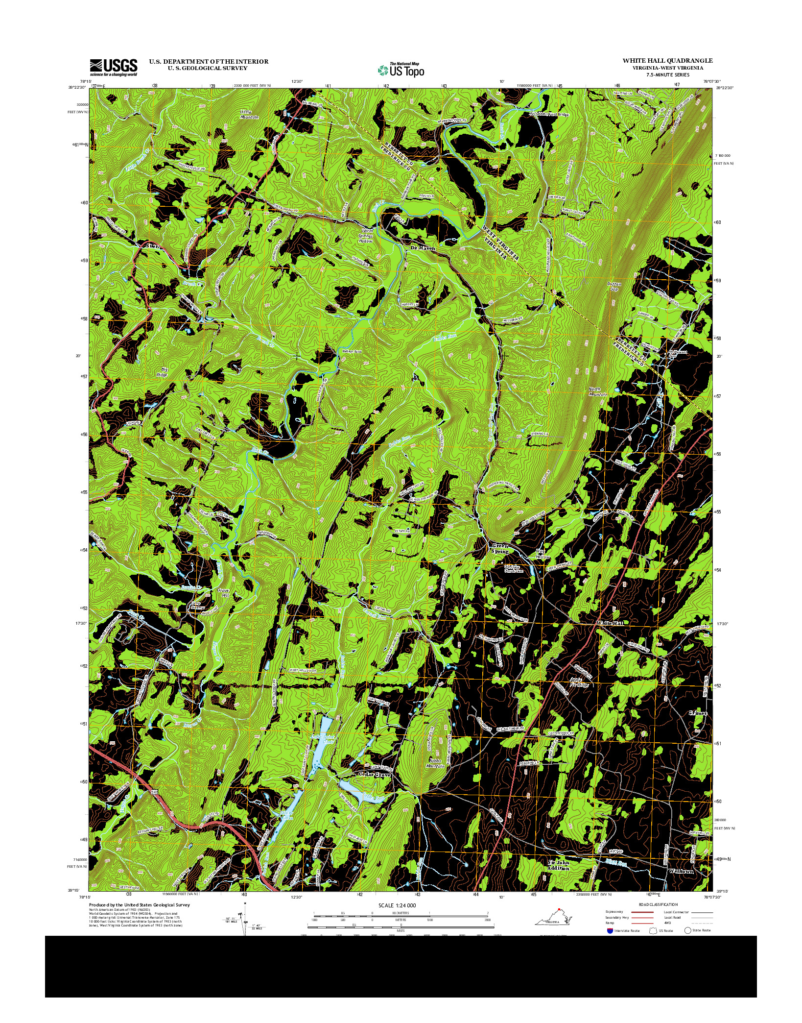 USGS US TOPO 7.5-MINUTE MAP FOR WHITE HALL, VA-WV 2013