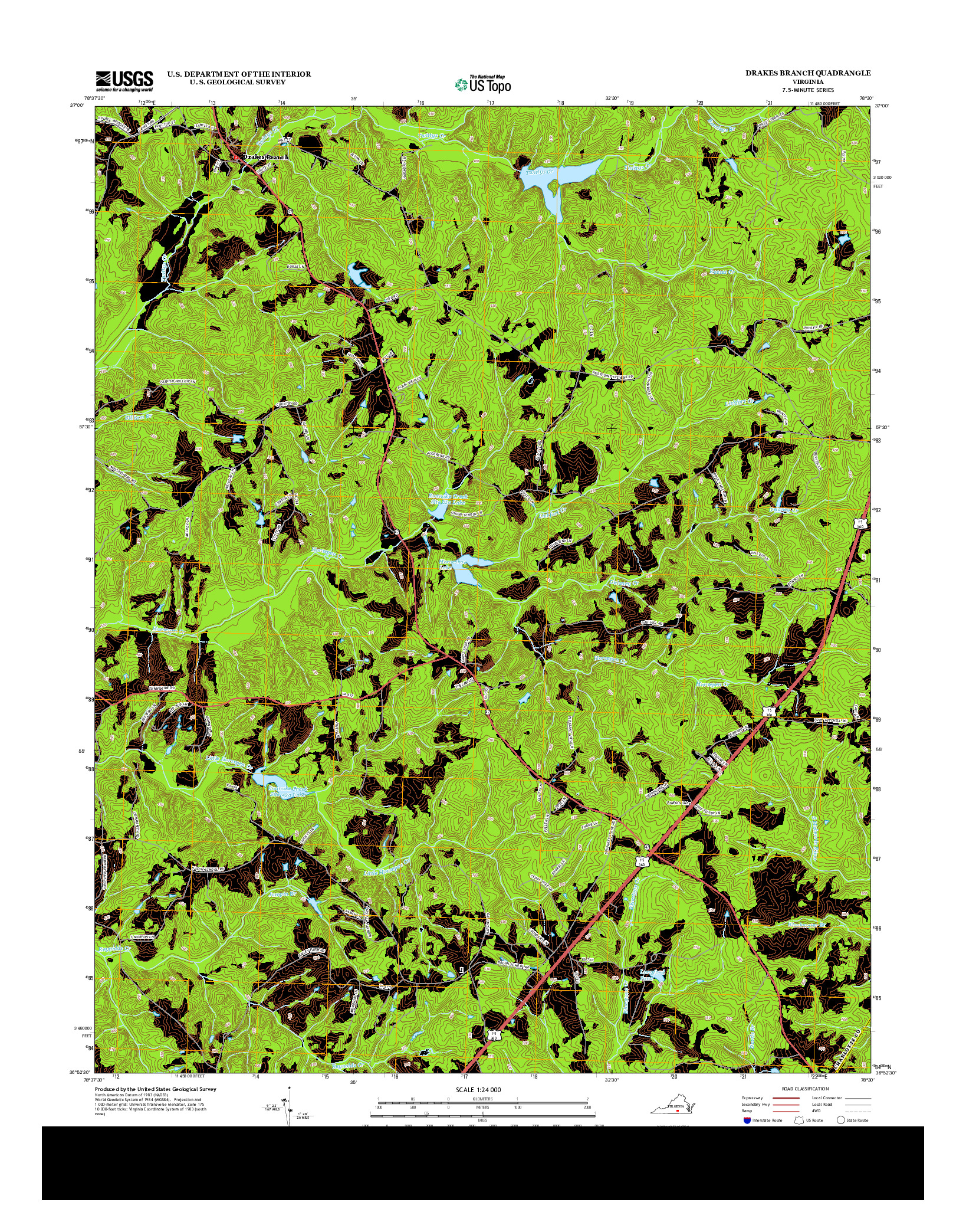 USGS US TOPO 7.5-MINUTE MAP FOR DRAKES BRANCH, VA 2013