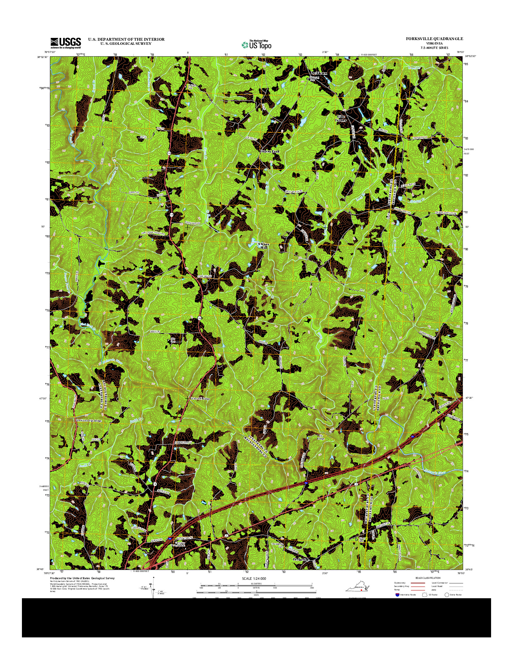 USGS US TOPO 7.5-MINUTE MAP FOR FORKSVILLE, VA 2013