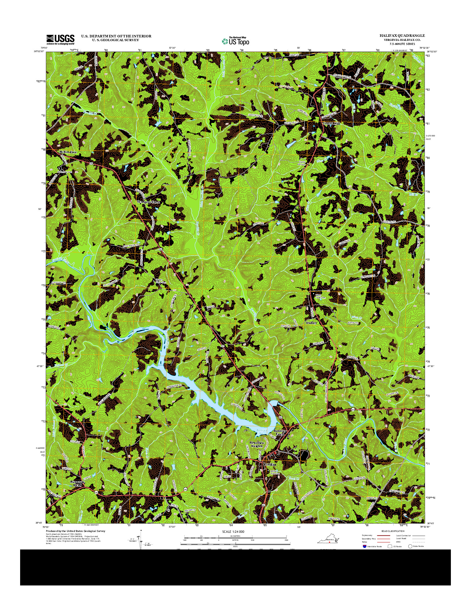 USGS US TOPO 7.5-MINUTE MAP FOR HALIFAX, VA 2013