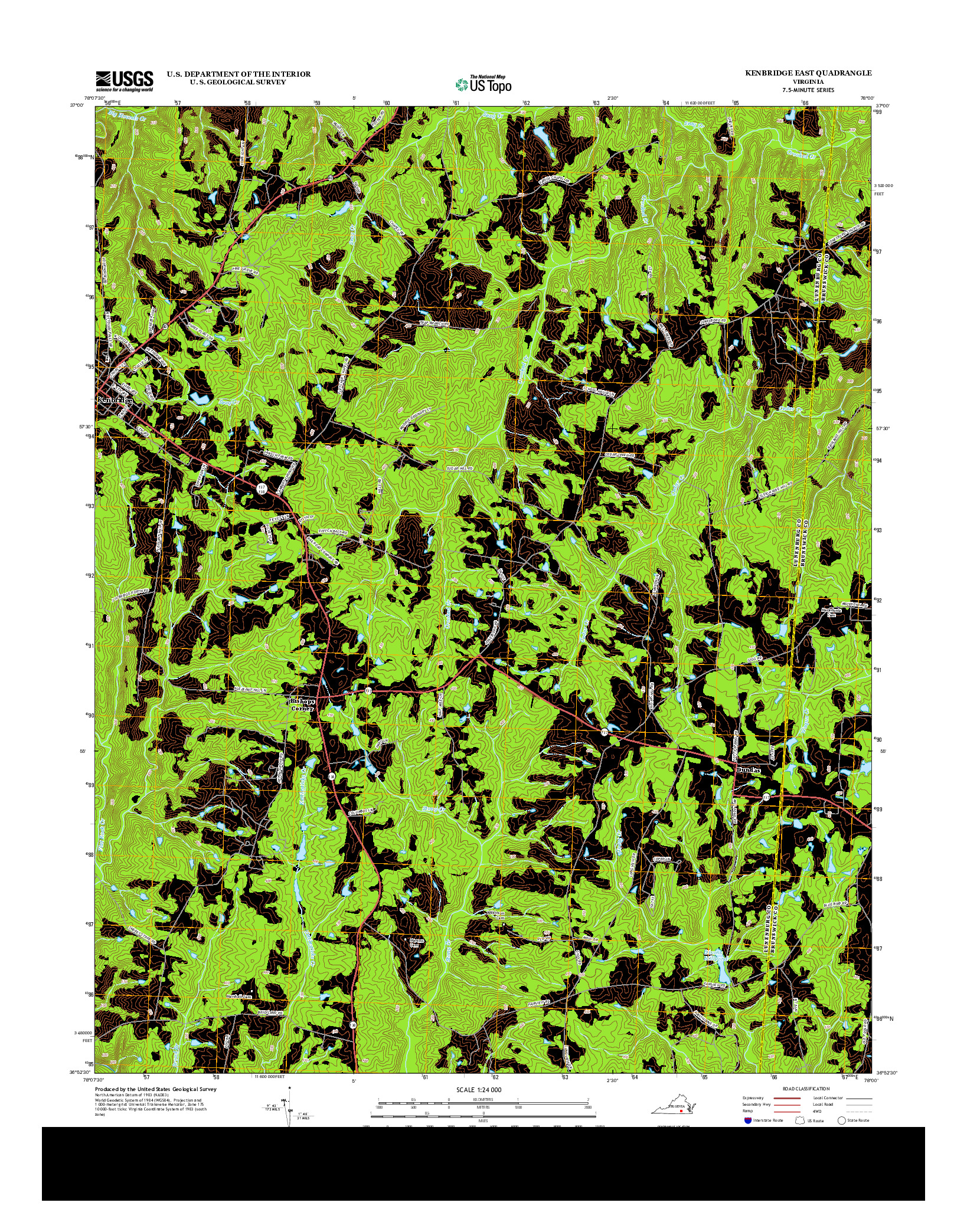 USGS US TOPO 7.5-MINUTE MAP FOR KENBRIDGE EAST, VA 2013