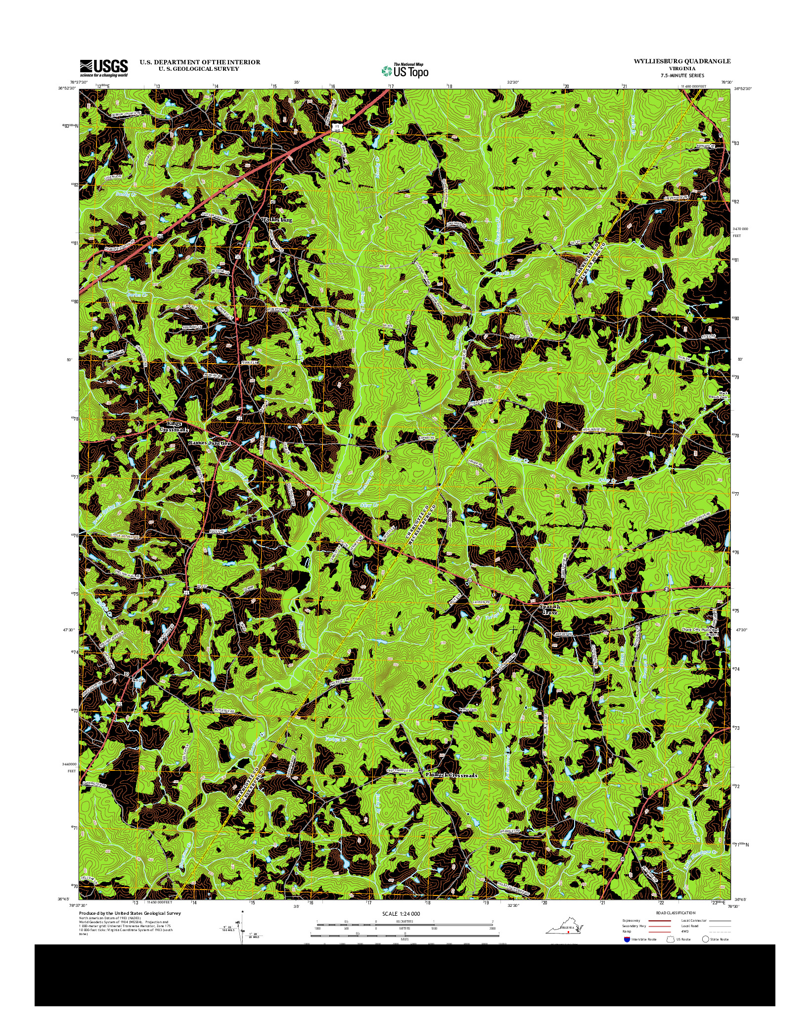 USGS US TOPO 7.5-MINUTE MAP FOR WYLLIESBURG, VA 2013