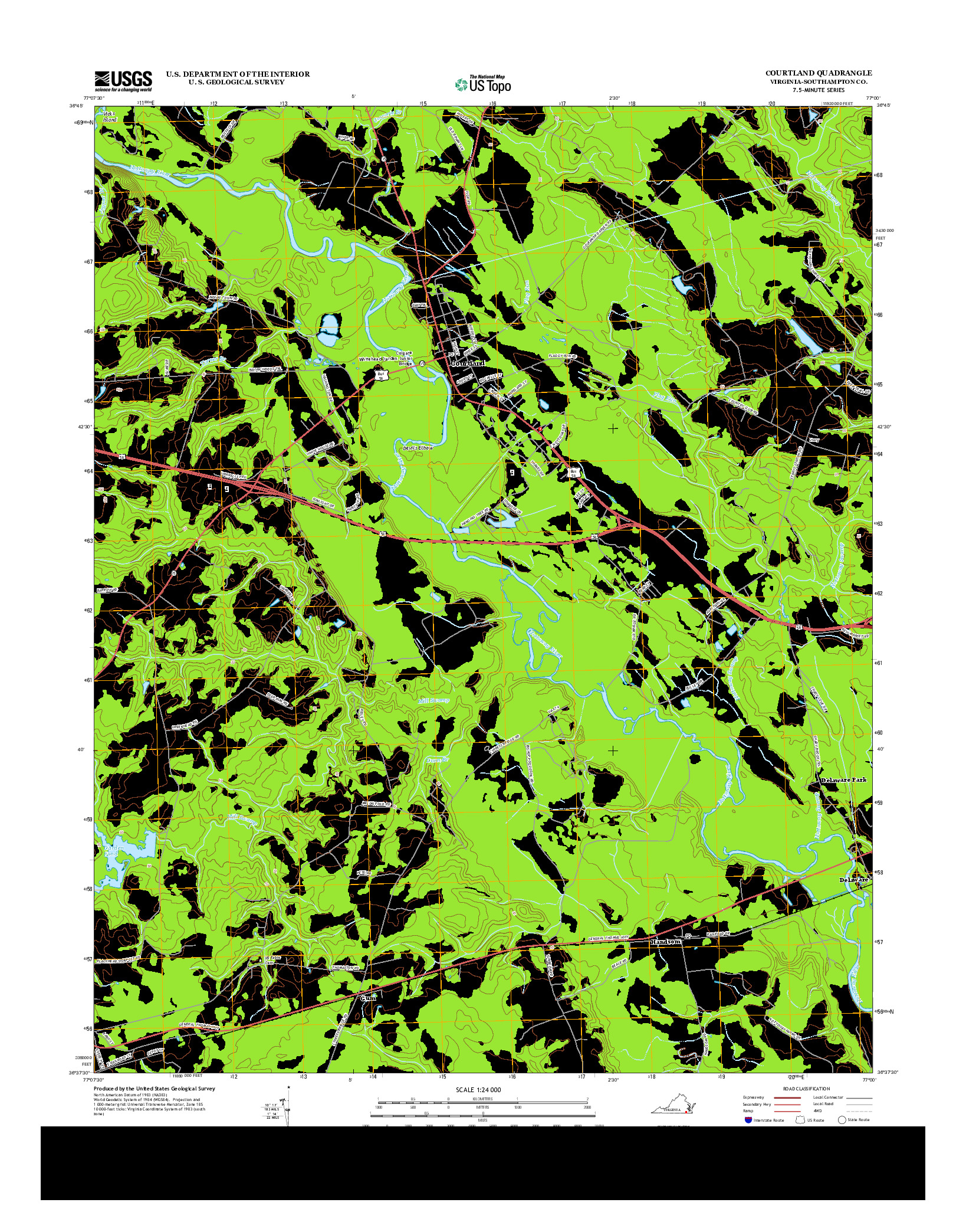 USGS US TOPO 7.5-MINUTE MAP FOR COURTLAND, VA 2013