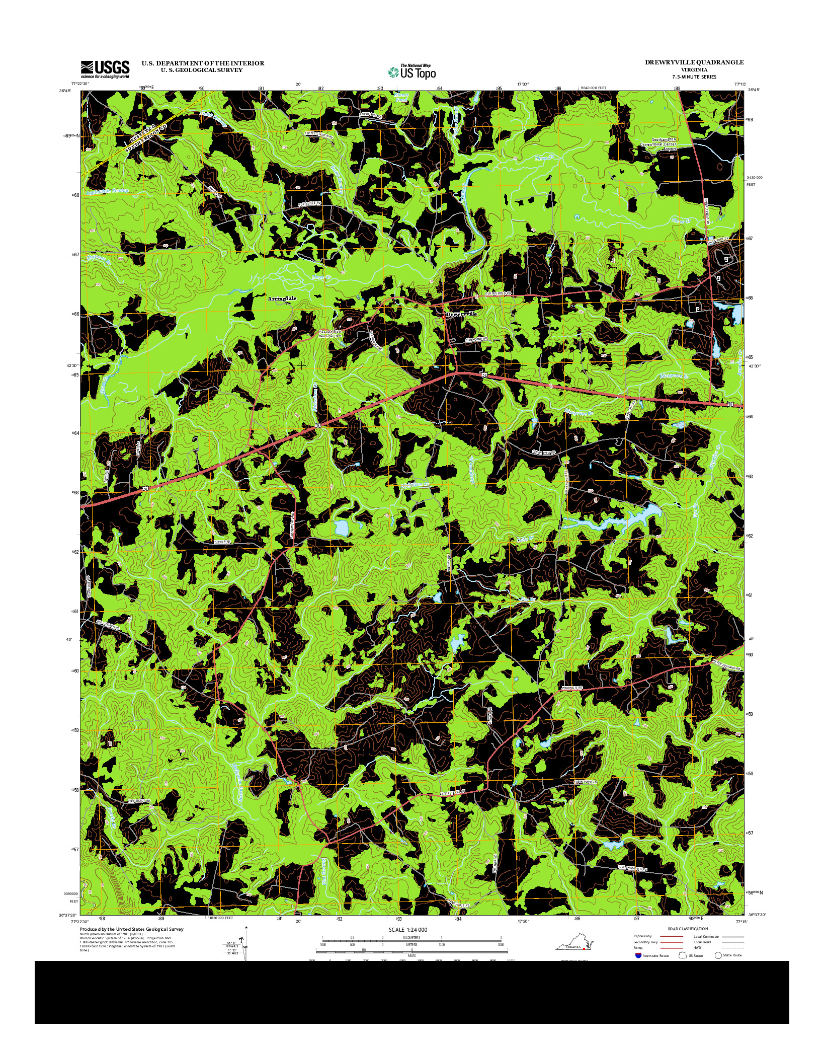 USGS US TOPO 7.5-MINUTE MAP FOR DREWRYVILLE, VA 2013