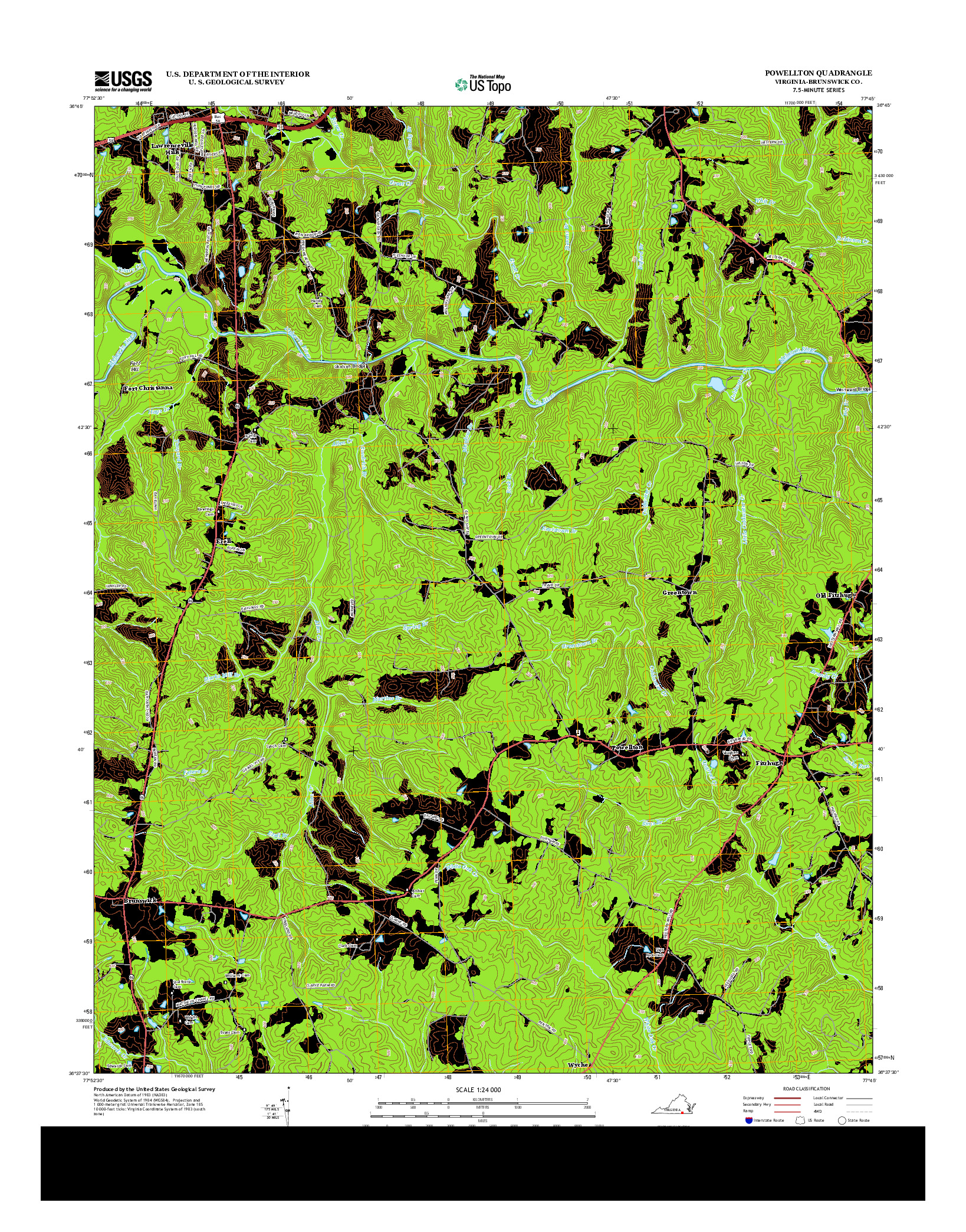 USGS US TOPO 7.5-MINUTE MAP FOR POWELLTON, VA 2013