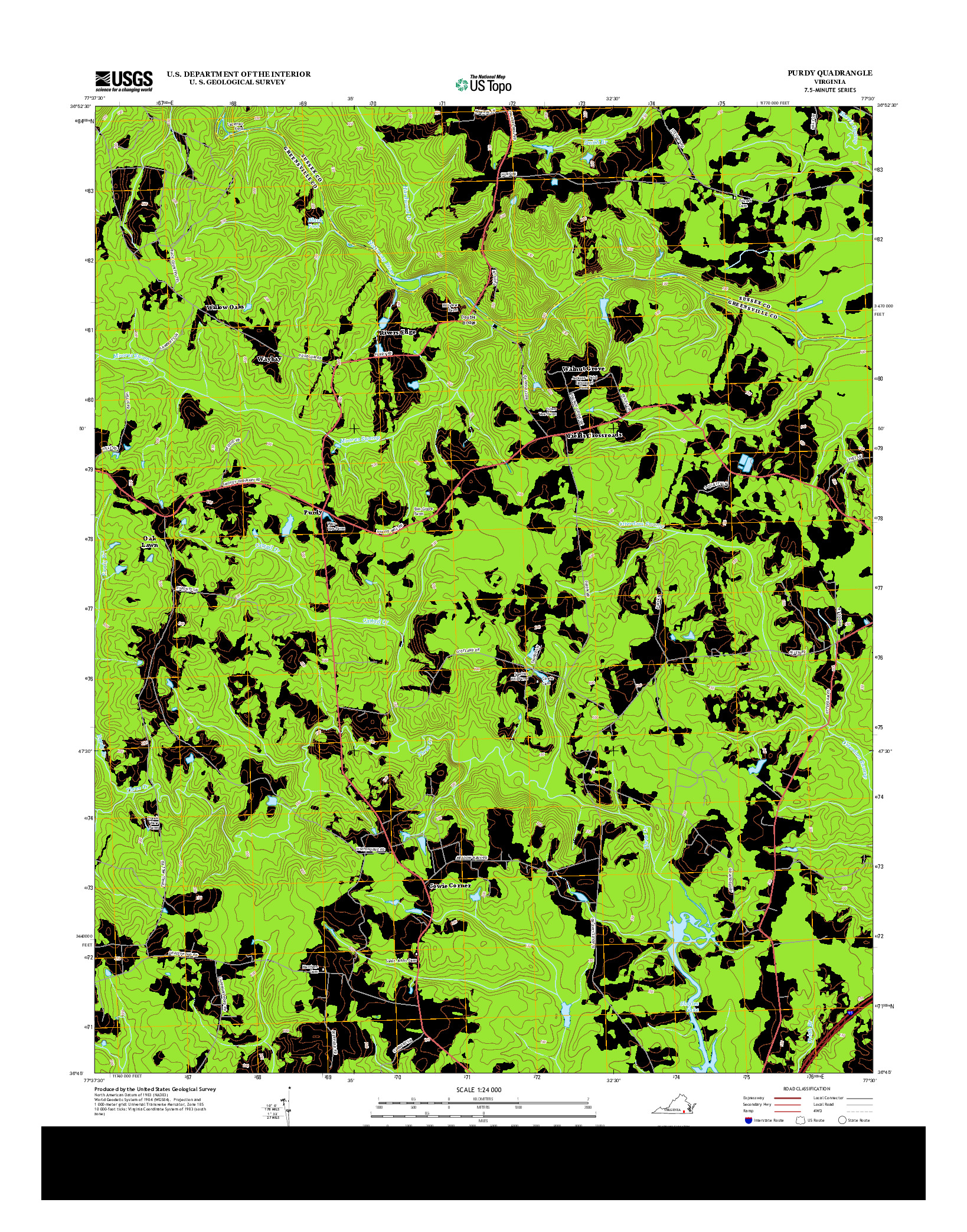 USGS US TOPO 7.5-MINUTE MAP FOR PURDY, VA 2013