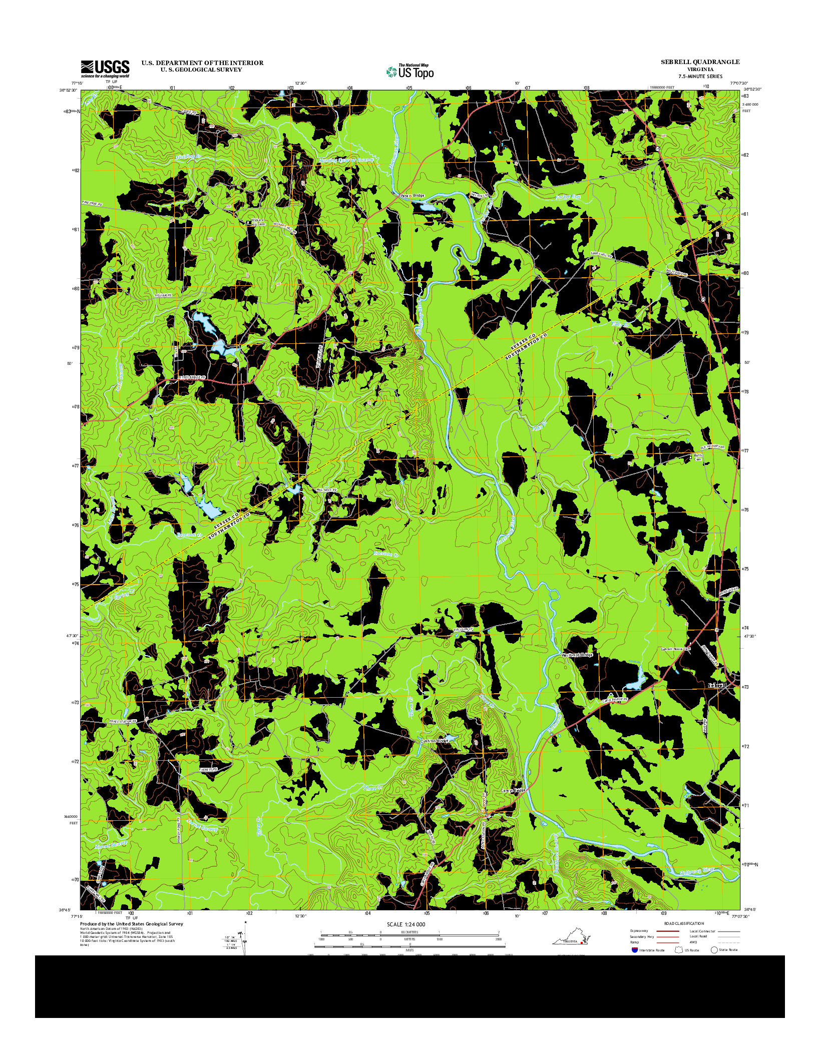 USGS US TOPO 7.5-MINUTE MAP FOR SEBRELL, VA 2013