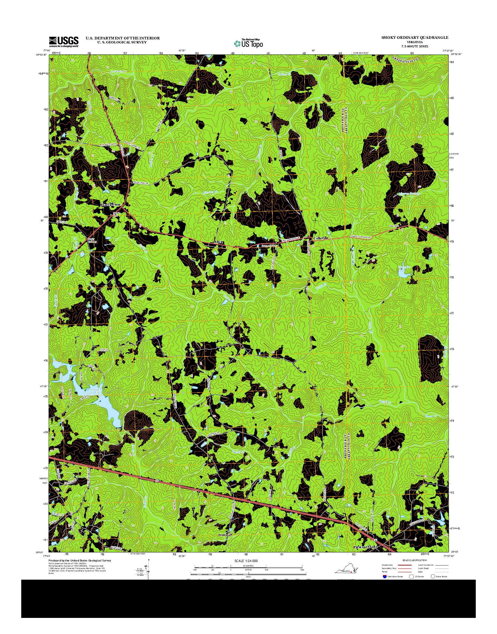 USGS US TOPO 7.5-MINUTE MAP FOR SMOKY ORDINARY, VA 2013