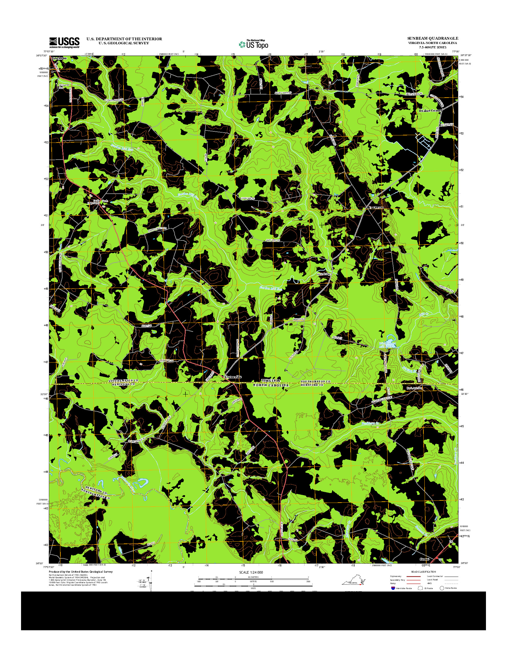 USGS US TOPO 7.5-MINUTE MAP FOR SUNBEAM, VA-NC 2013