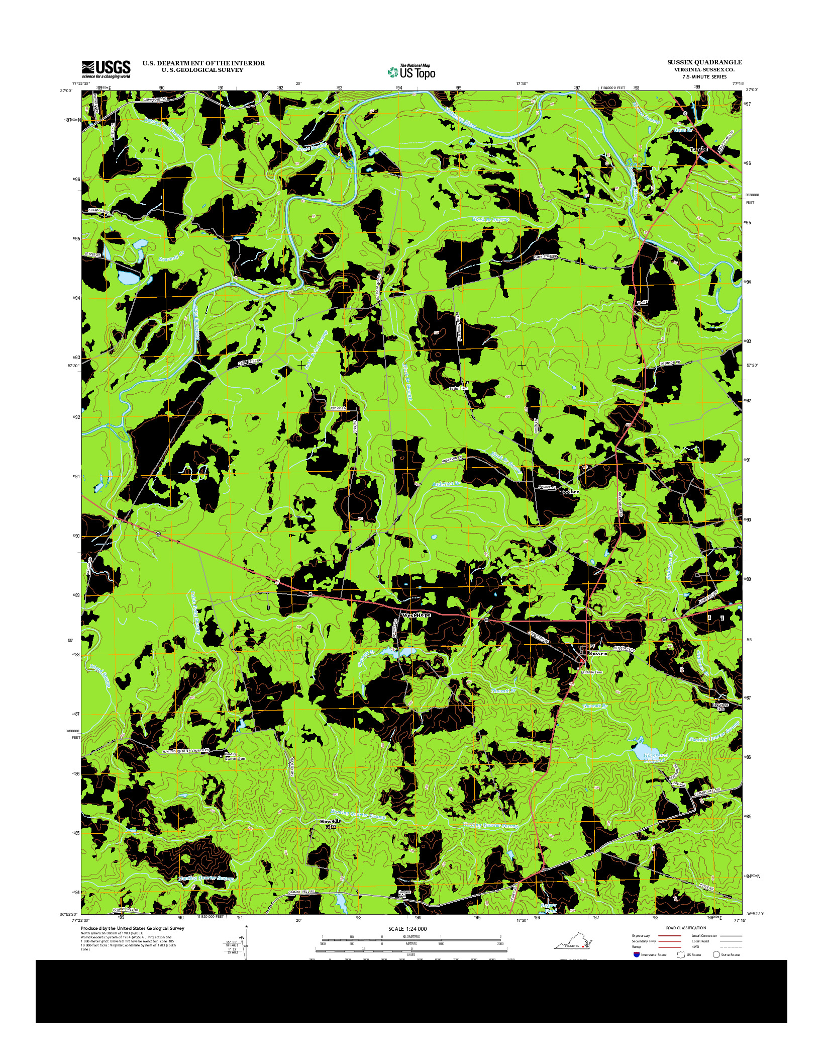 USGS US TOPO 7.5-MINUTE MAP FOR SUSSEX, VA 2013