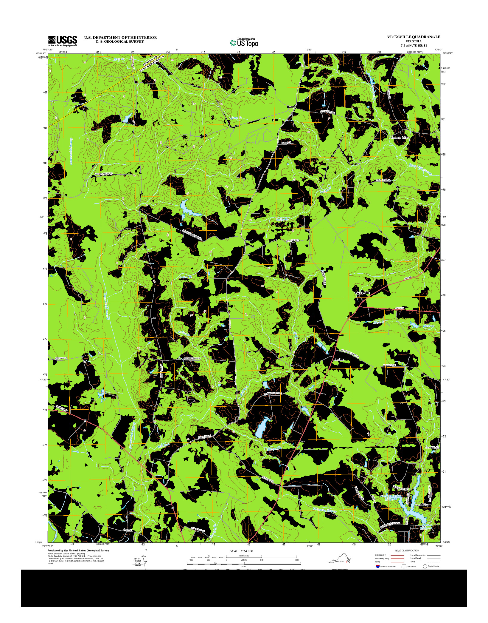 USGS US TOPO 7.5-MINUTE MAP FOR VICKSVILLE, VA 2013