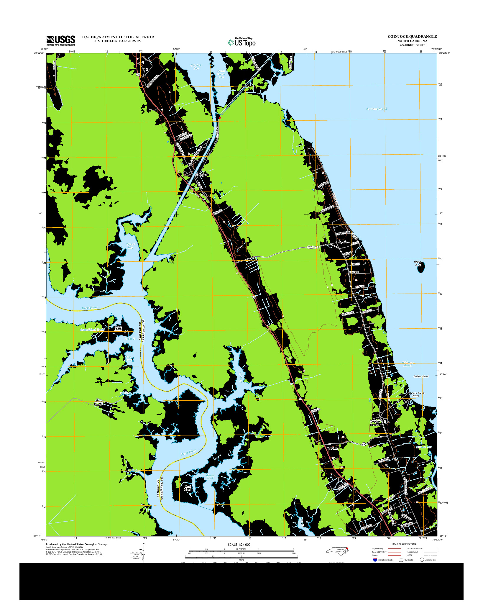 USGS US TOPO 7.5-MINUTE MAP FOR COINJOCK, NC 2013