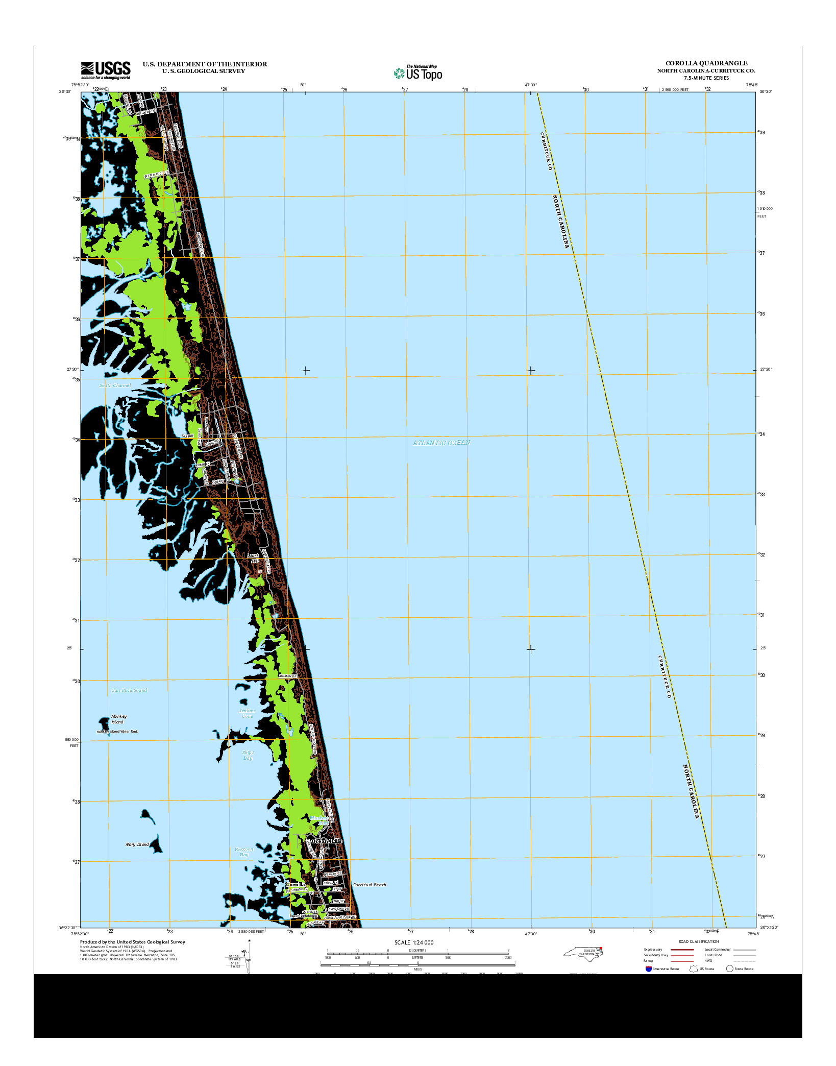 USGS US TOPO 7.5-MINUTE MAP FOR COROLLA, NC 2013