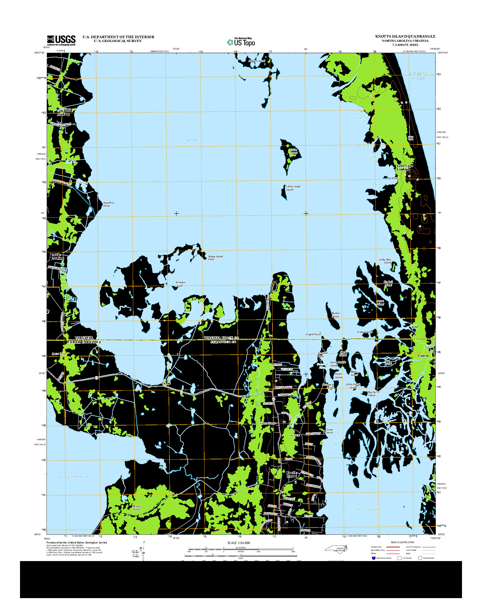 USGS US TOPO 7.5-MINUTE MAP FOR KNOTTS ISLAND, NC-VA 2013