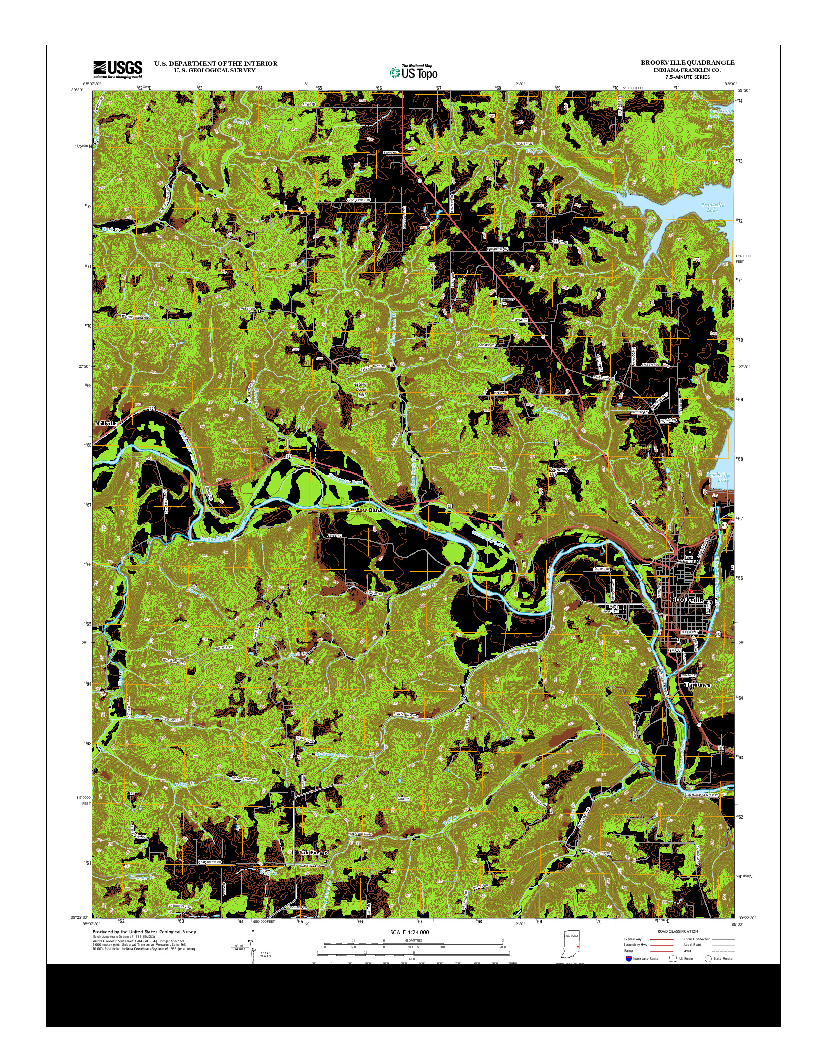 USGS US TOPO 7.5-MINUTE MAP FOR BROOKVILLE, IN 2013