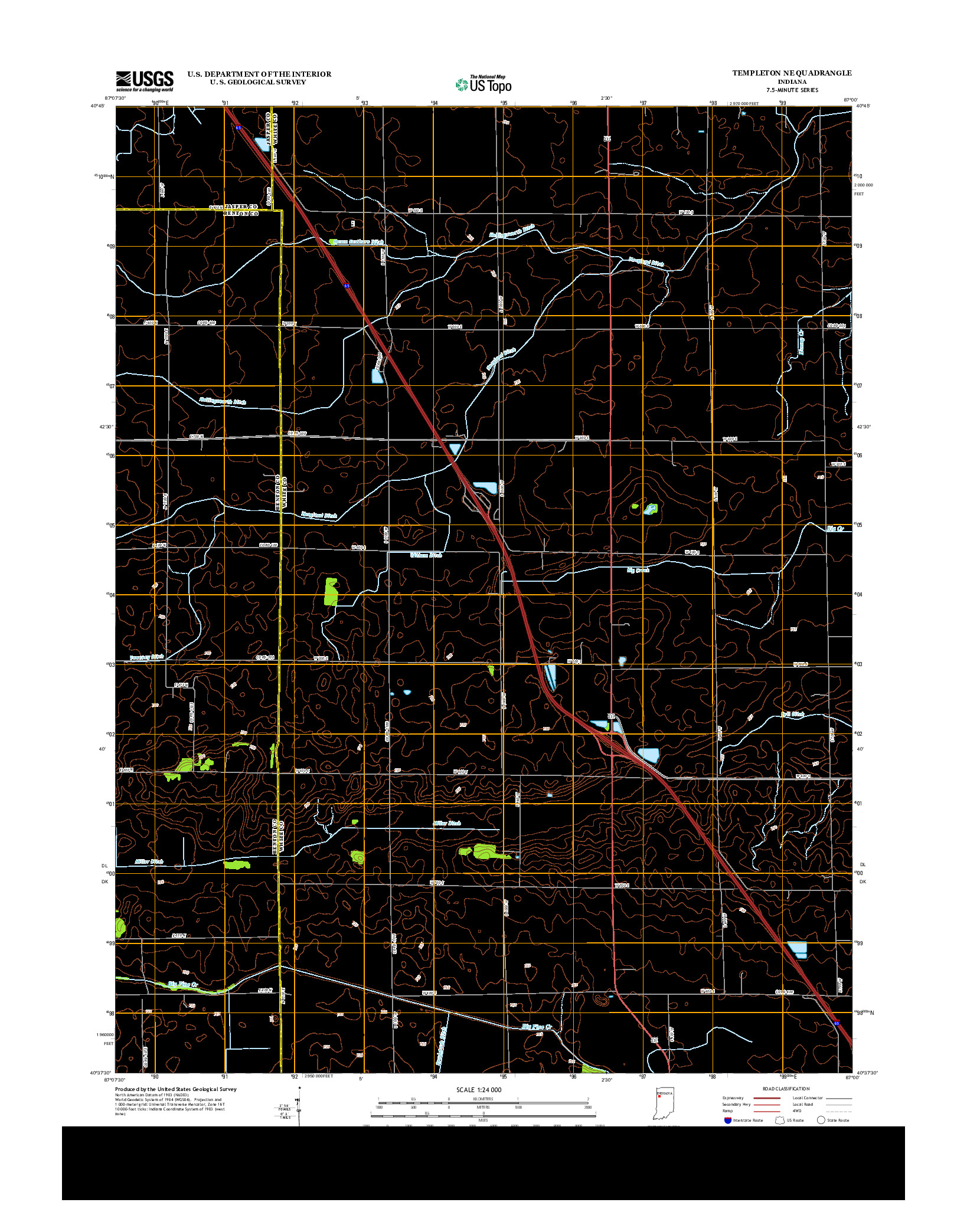 USGS US TOPO 7.5-MINUTE MAP FOR TEMPLETON NE, IN 2013