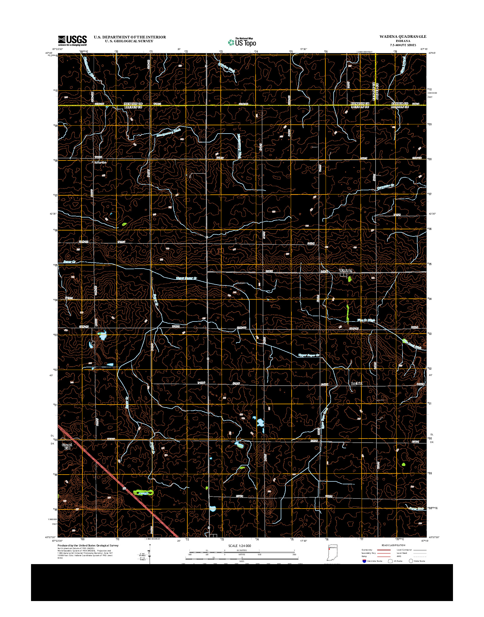 USGS US TOPO 7.5-MINUTE MAP FOR WADENA, IN 2013