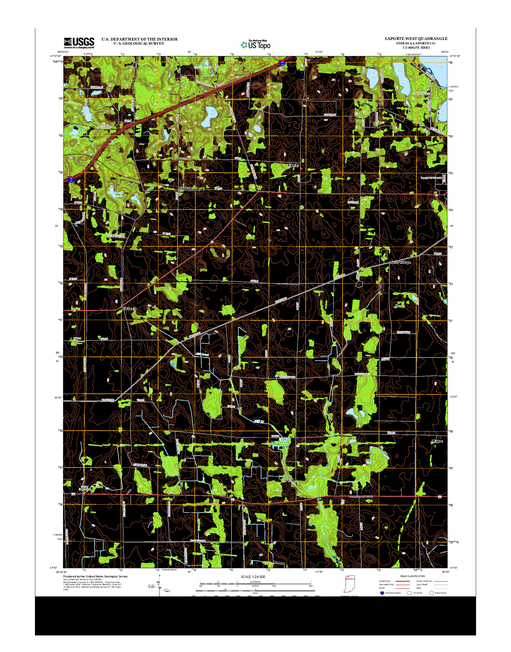 USGS US TOPO 7.5-MINUTE MAP FOR LAPORTE WEST, IN 2013