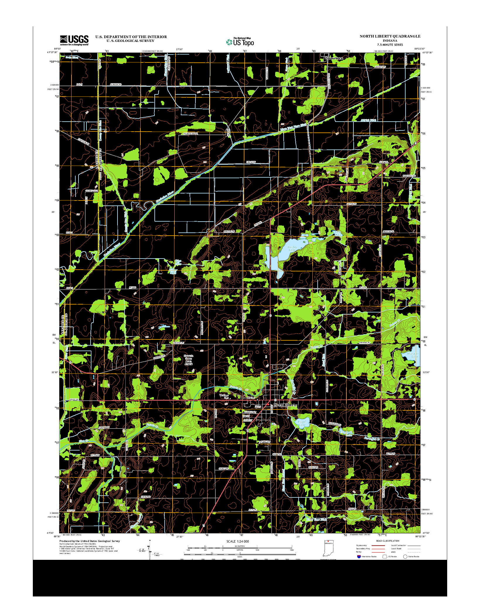 USGS US TOPO 7.5-MINUTE MAP FOR NORTH LIBERTY, IN 2013