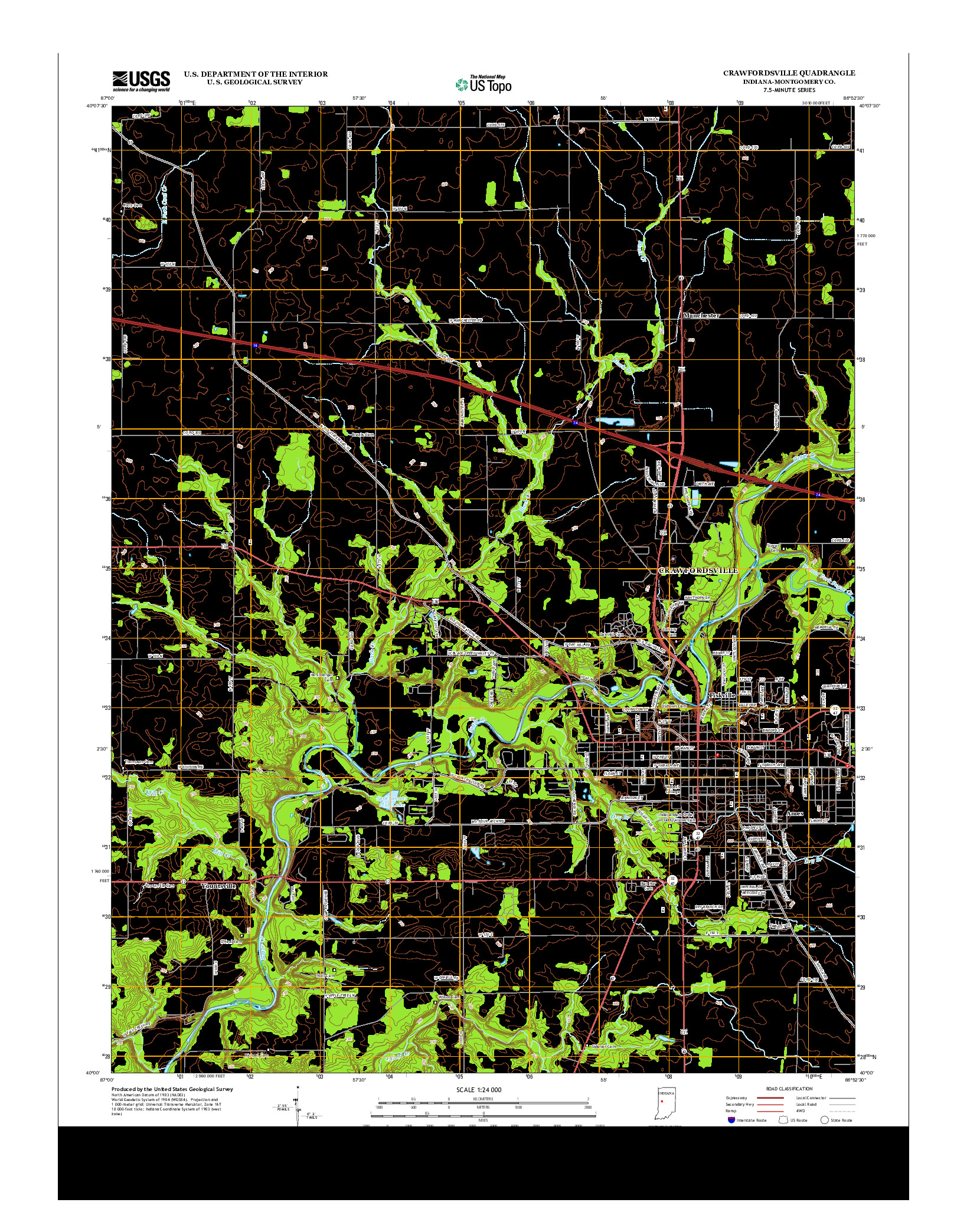 USGS US TOPO 7.5-MINUTE MAP FOR CRAWFORDSVILLE, IN 2013