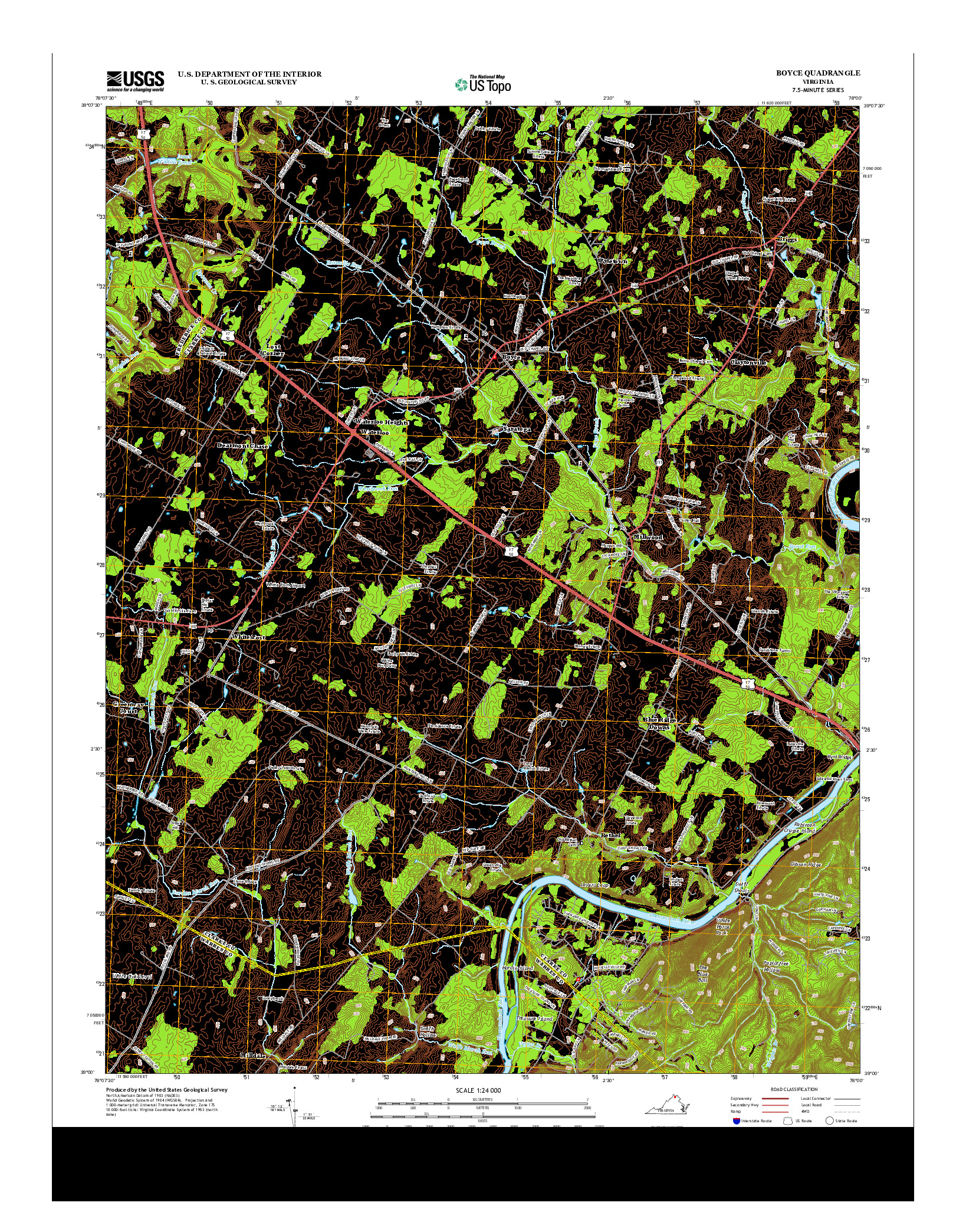 USGS US TOPO 7.5-MINUTE MAP FOR BOYCE, VA 2013
