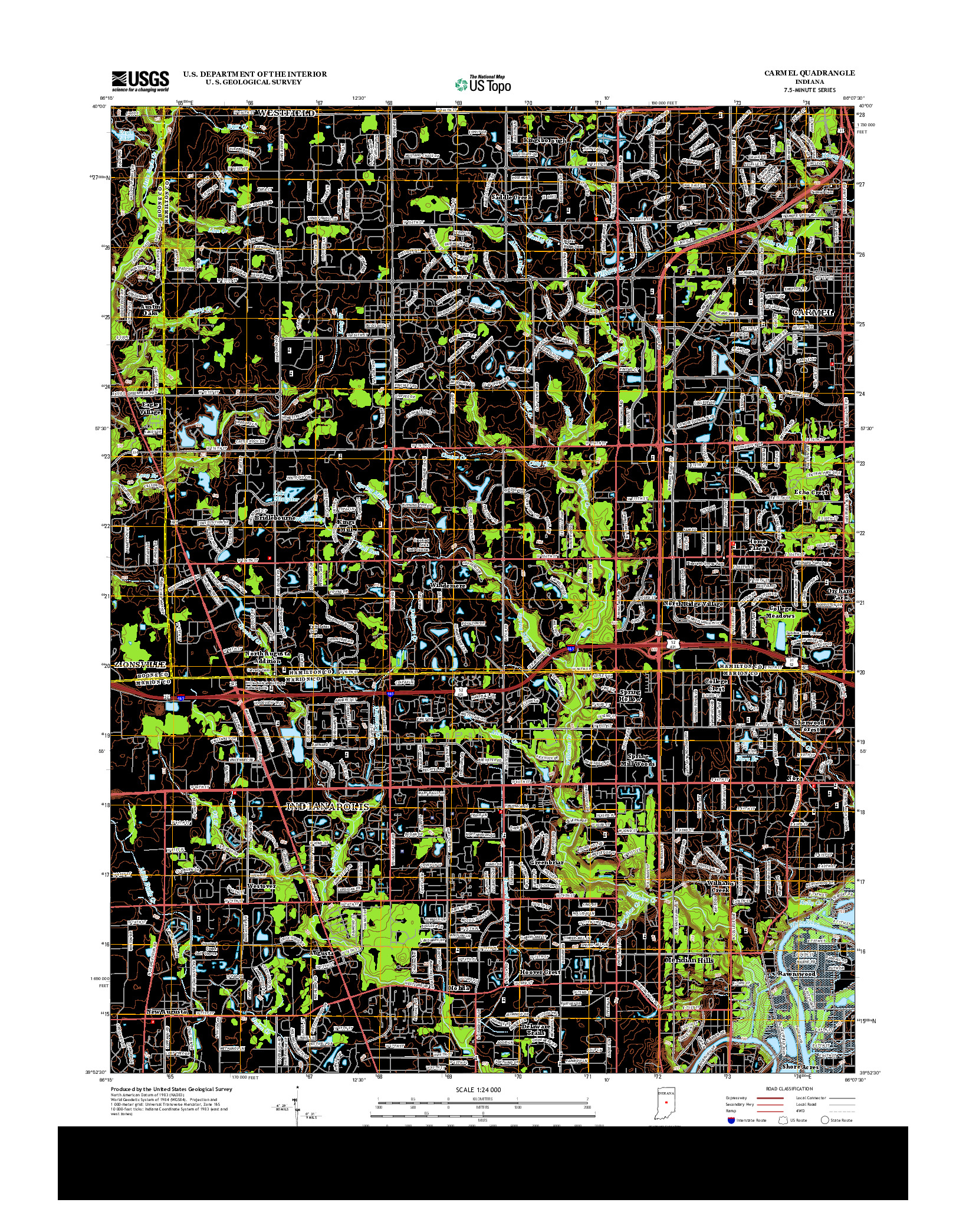 USGS US TOPO 7.5-MINUTE MAP FOR CARMEL, IN 2013