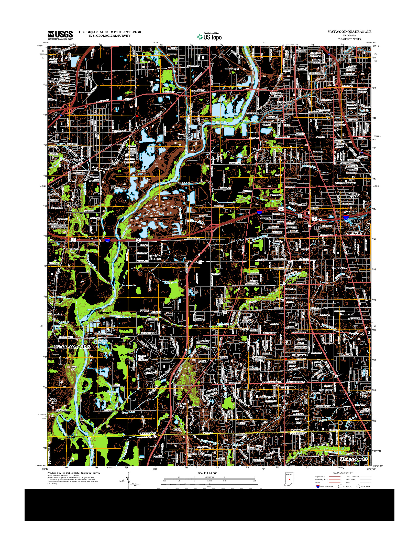 USGS US TOPO 7.5-MINUTE MAP FOR MAYWOOD, IN 2013