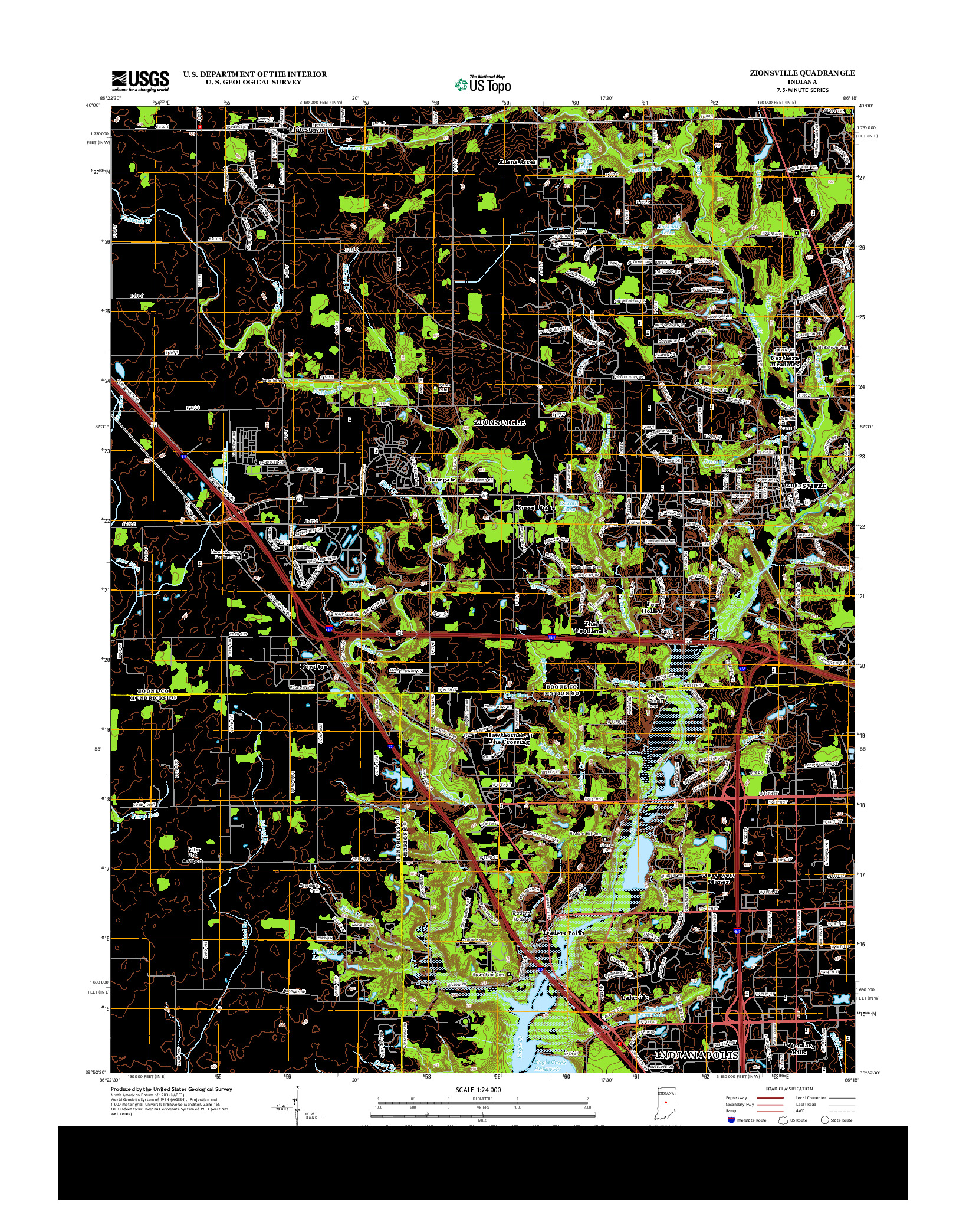 USGS US TOPO 7.5-MINUTE MAP FOR ZIONSVILLE, IN 2013