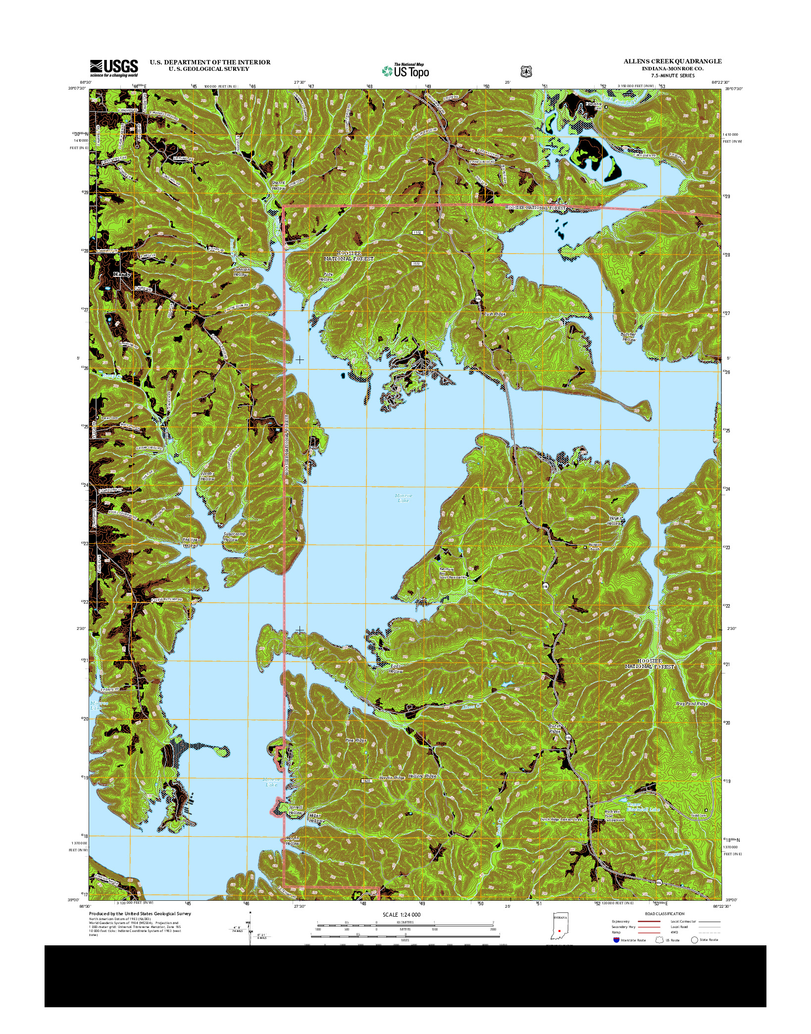 USGS US TOPO 7.5-MINUTE MAP FOR ALLENS CREEK, IN 2013