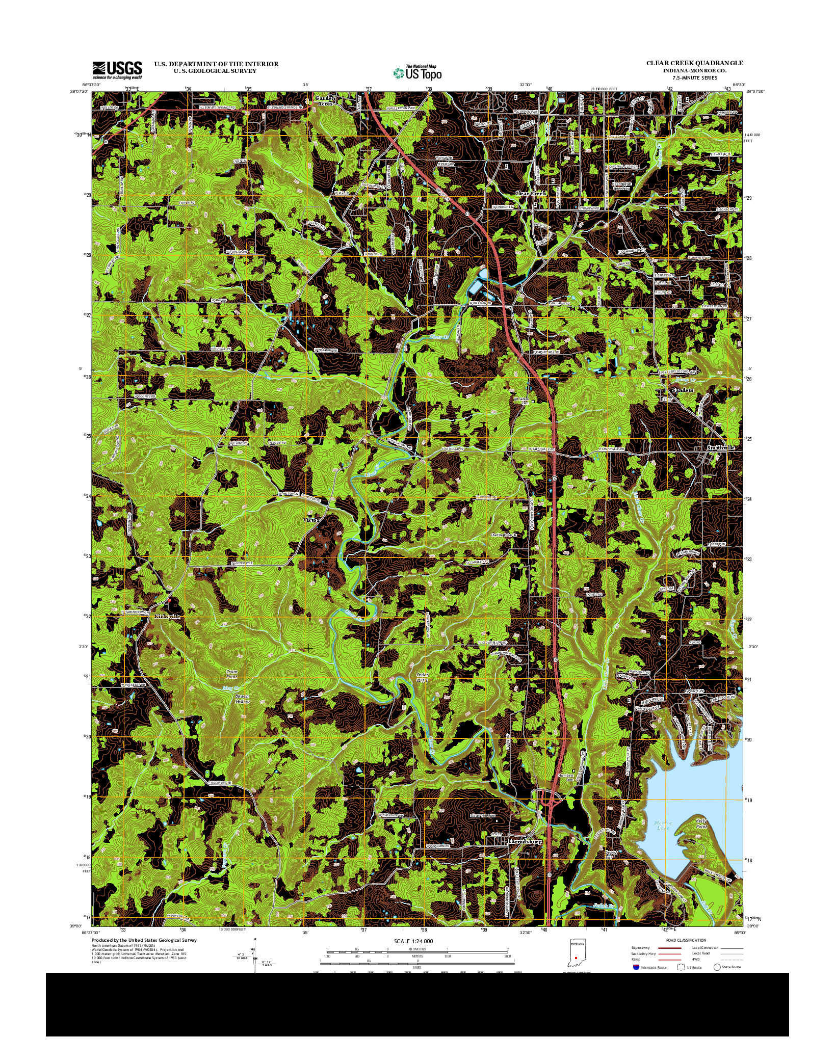 USGS US TOPO 7.5-MINUTE MAP FOR CLEAR CREEK, IN 2013